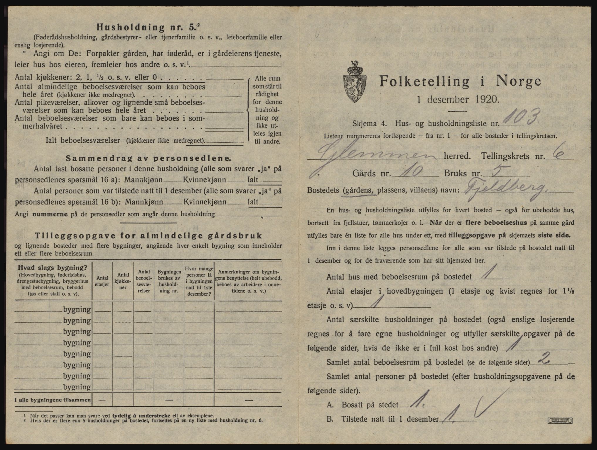 SAO, 1920 census for Glemmen, 1920, p. 2705