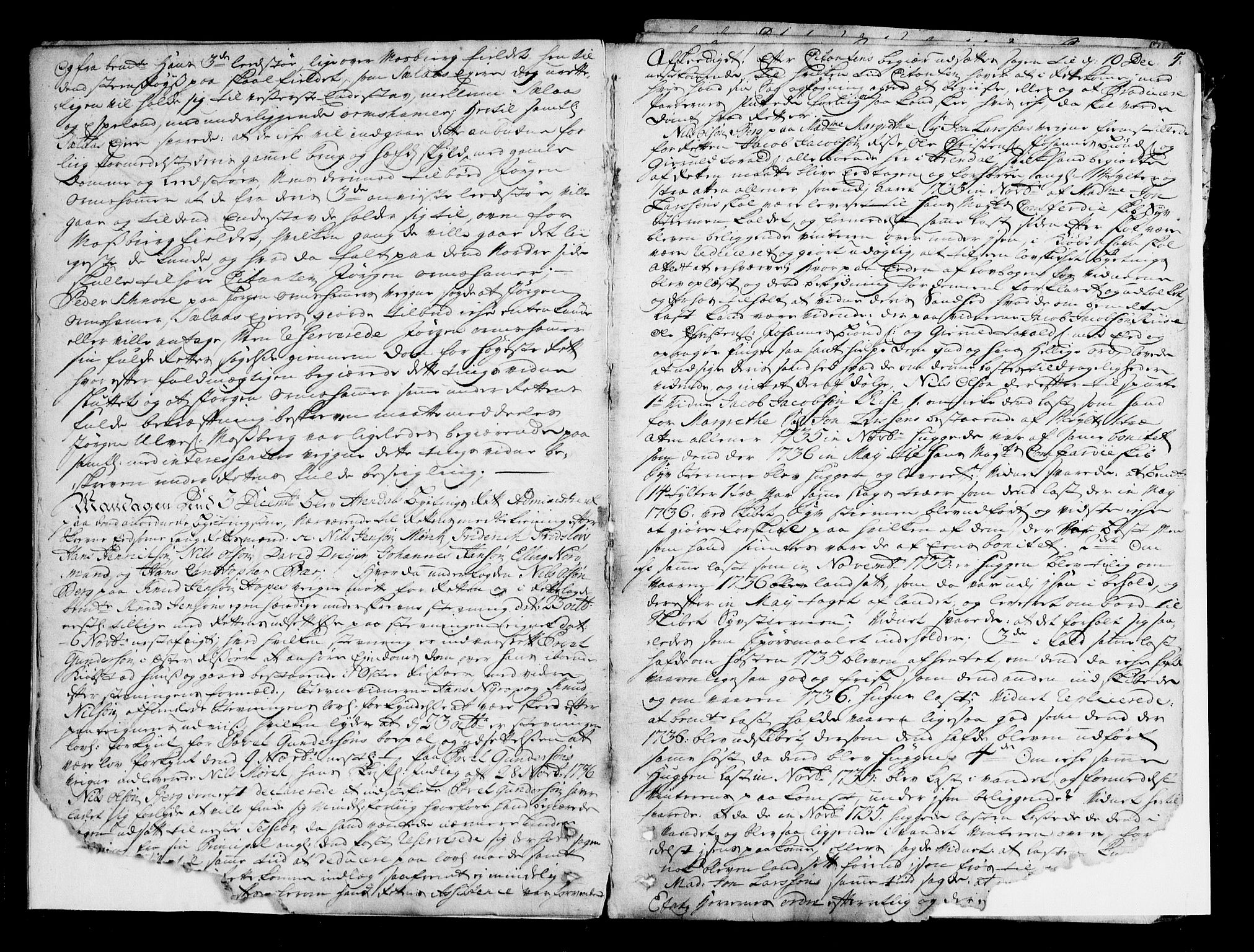 Arendal byfogd, AV/SAK-1222-0001/F/Fa/L0006B: Justisprotokoll for Arendal og Risør, 1738-1740, p. 4b-5a