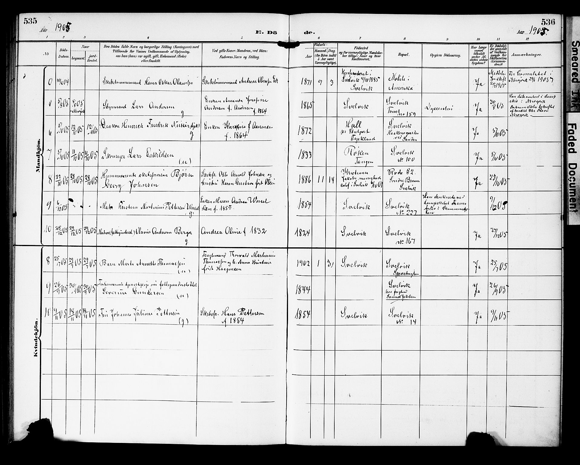 Strømm kirkebøker, AV/SAKO-A-322/G/Gb/L0002: Parish register (copy) no. II 2, 1897-1928, p. 535-536