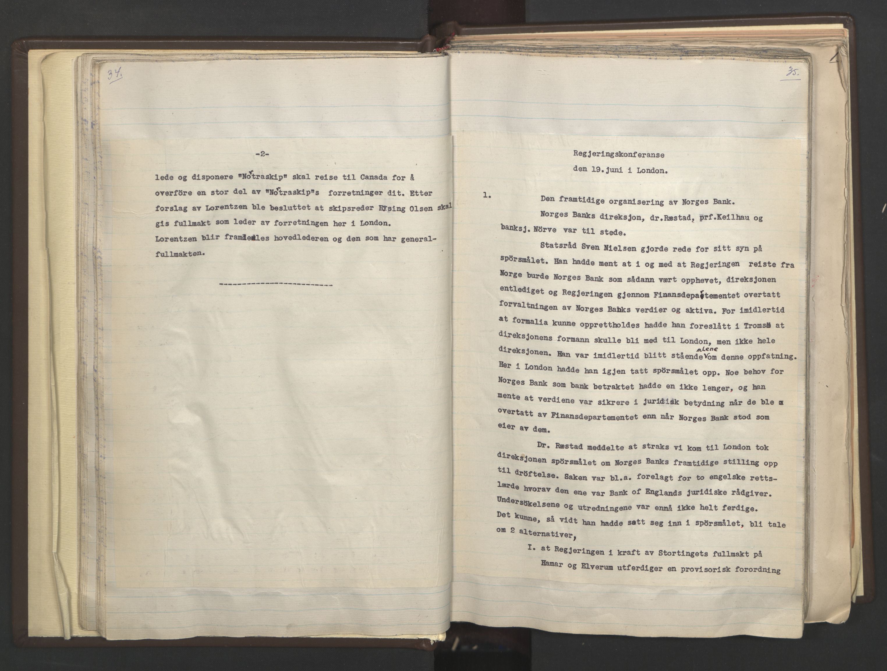Statsministerens kontor, AV/RA-S-1005/A/Aa/L0001: Referat fra regjeringskonferanser, 1940-1941, p. 34-35