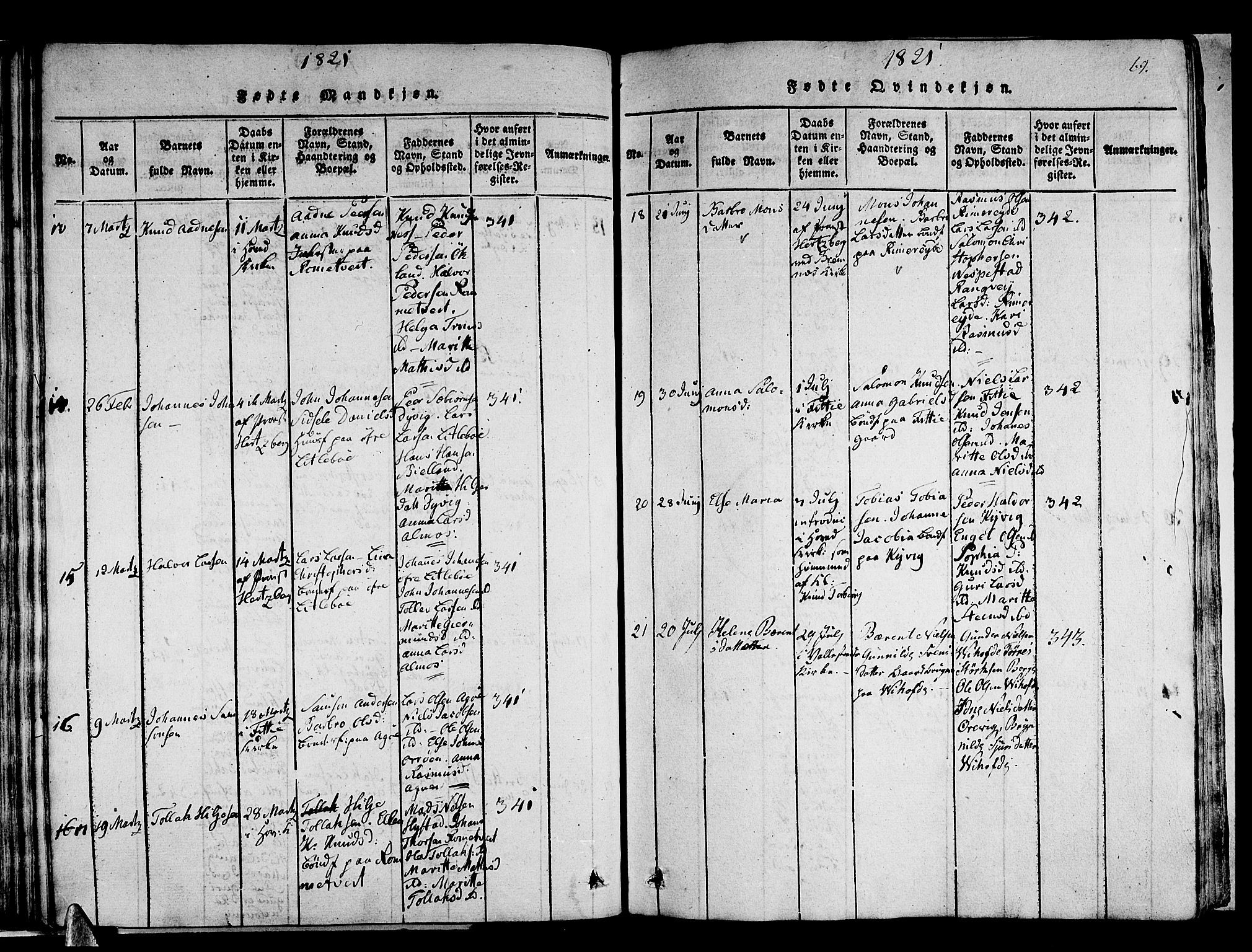 Stord sokneprestembete, AV/SAB-A-78201/H/Haa: Parish register (official) no. A 5, 1816-1825, p. 69