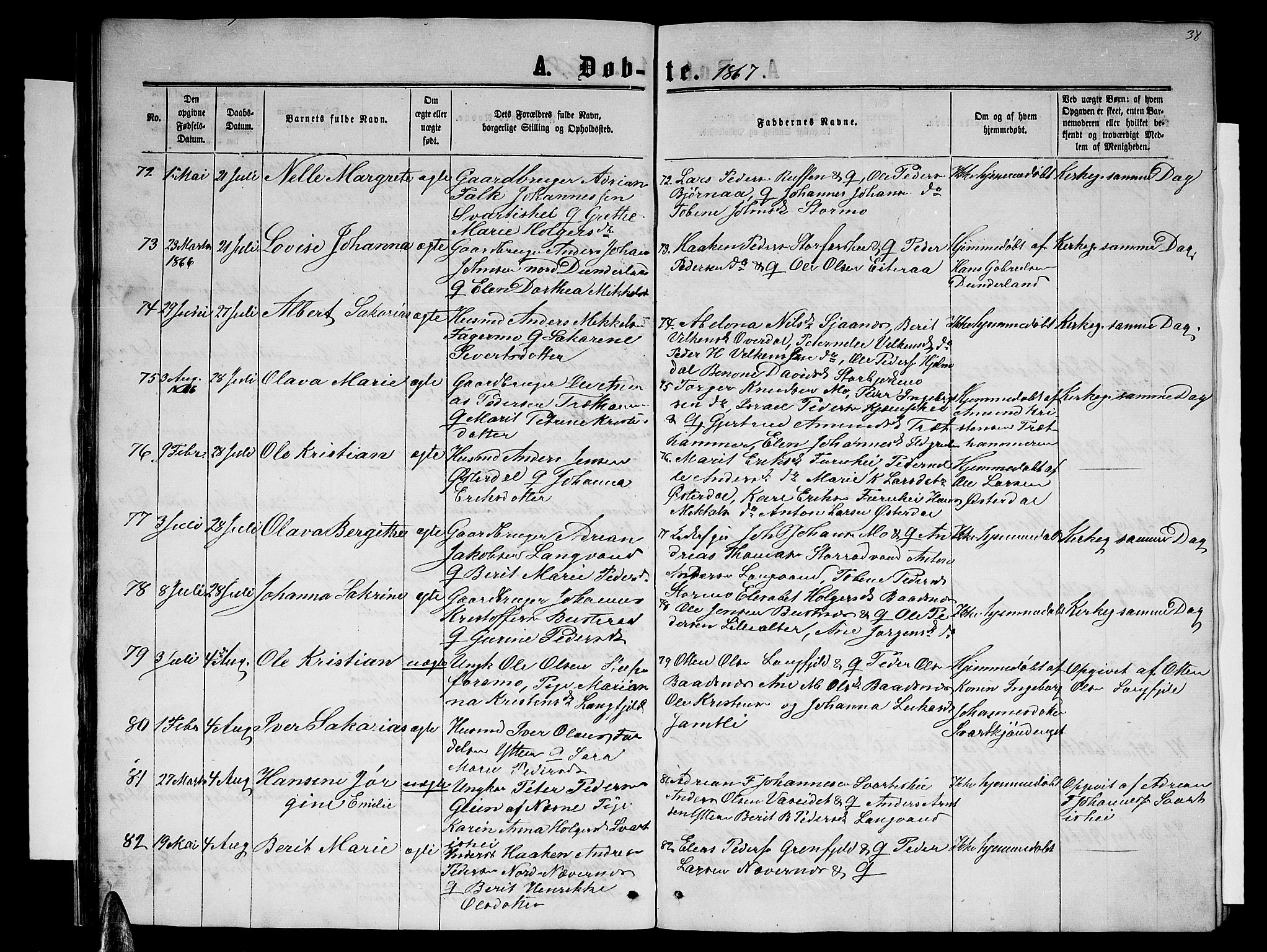 Ministerialprotokoller, klokkerbøker og fødselsregistre - Nordland, SAT/A-1459/827/L0415: Parish register (copy) no. 827C04, 1864-1886, p. 38