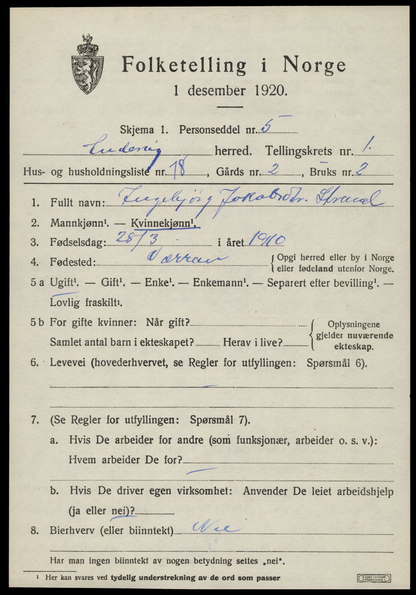 SAT, 1920 census for Inderøy, 1920, p. 1807