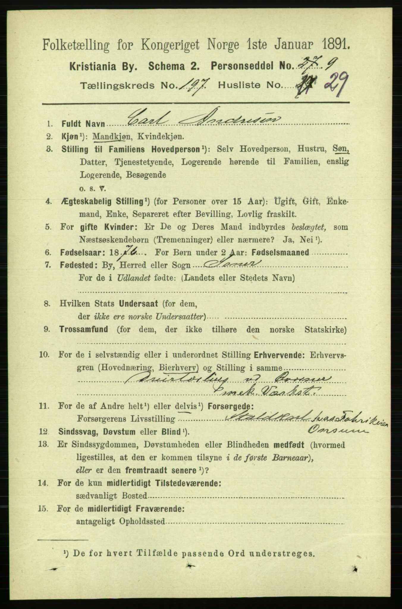 RA, 1891 census for 0301 Kristiania, 1891, p. 119215