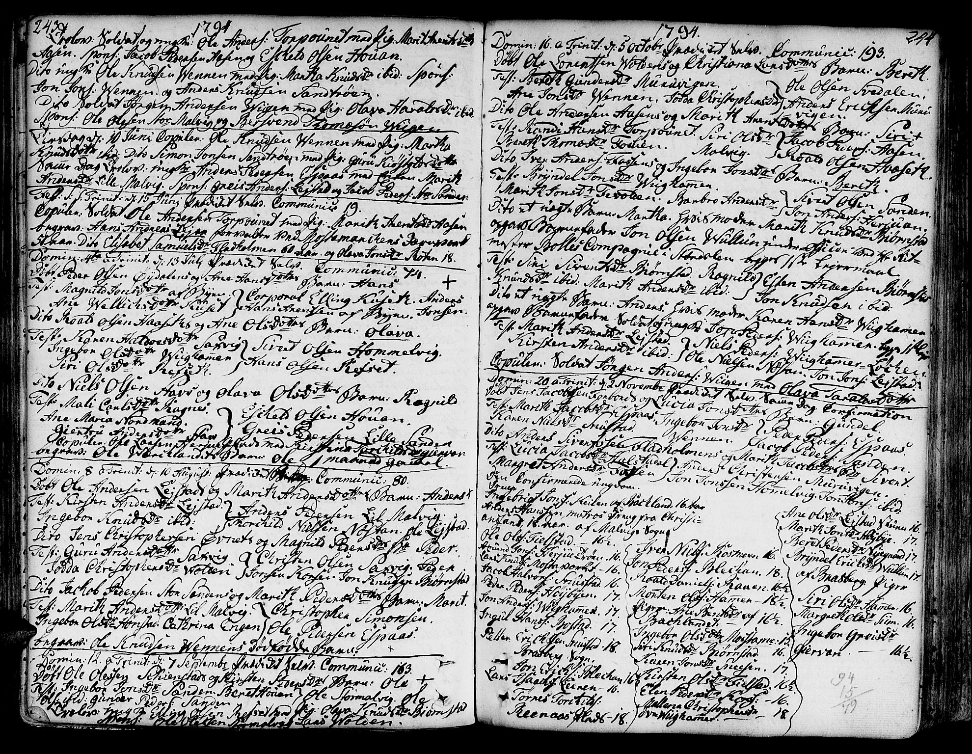 Ministerialprotokoller, klokkerbøker og fødselsregistre - Sør-Trøndelag, SAT/A-1456/606/L0281: Parish register (official) no. 606A02 /2, 1781-1817, p. 243-244