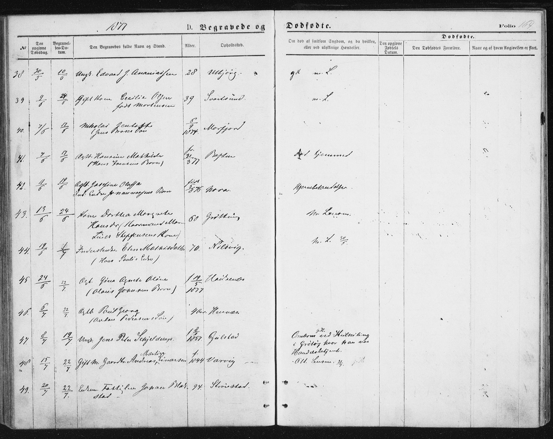 Ministerialprotokoller, klokkerbøker og fødselsregistre - Nordland, AV/SAT-A-1459/888/L1243: Parish register (official) no. 888A09, 1876-1879, p. 164