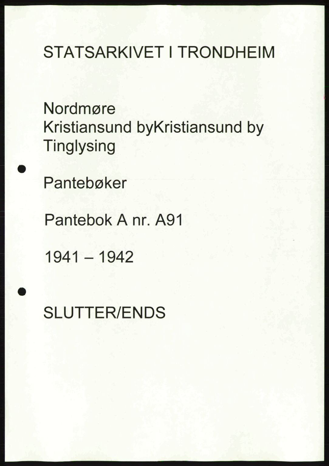 Nordmøre sorenskriveri, AV/SAT-A-4132/1/2/2Ca: Mortgage book no. A91, 1941-1942