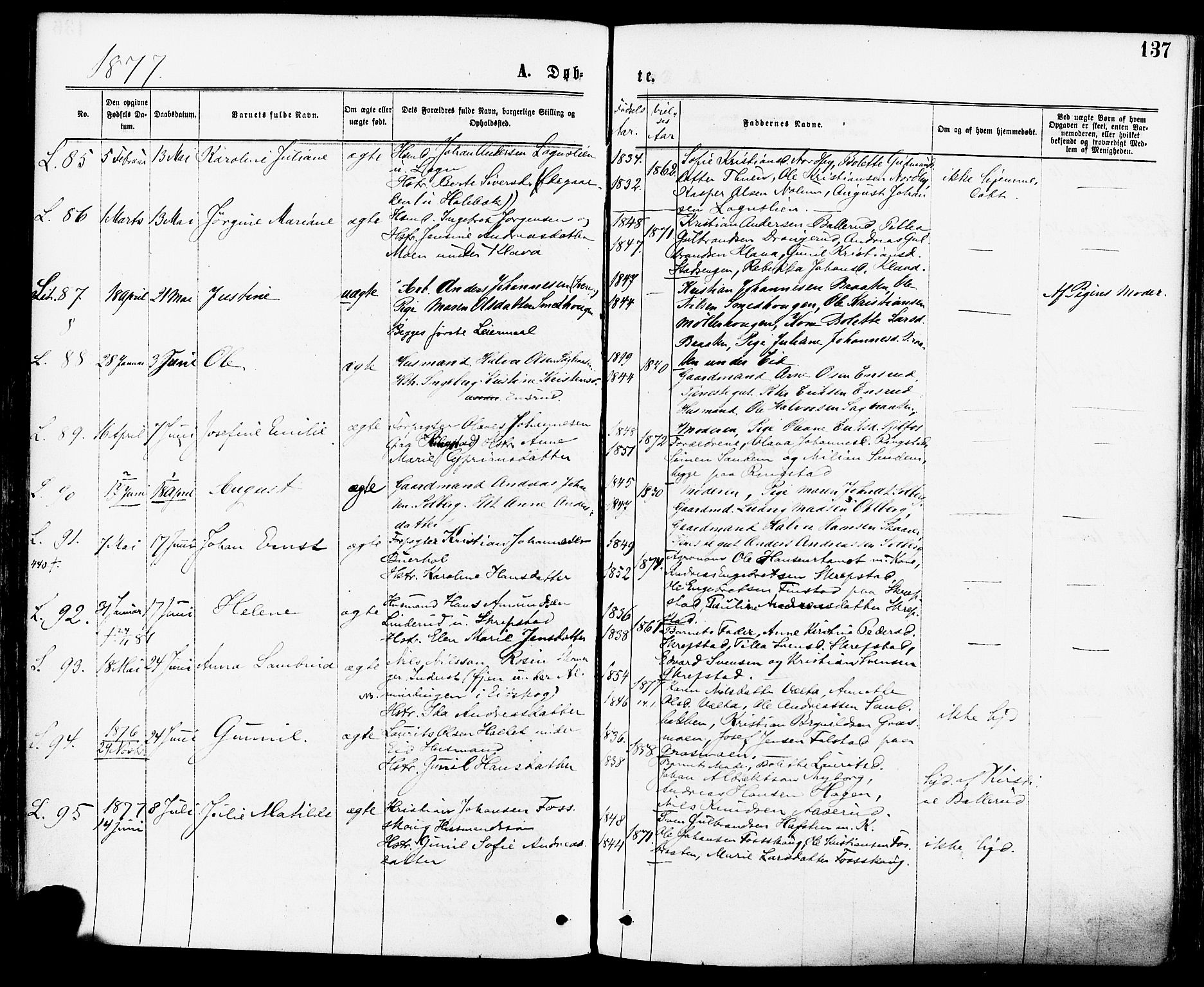 Høland prestekontor Kirkebøker, SAO/A-10346a/F/Fa/L0012.a: Parish register (official) no. I 12A, 1869-1879, p. 137