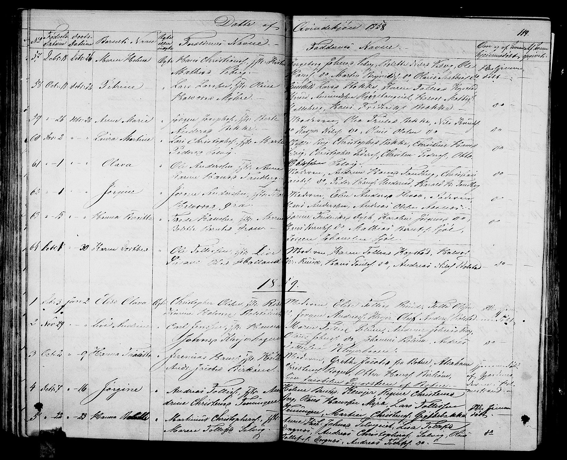 Sande Kirkebøker, AV/SAKO-A-53/G/Ga/L0002: Parish register (copy) no. 2, 1847-1863, p. 119