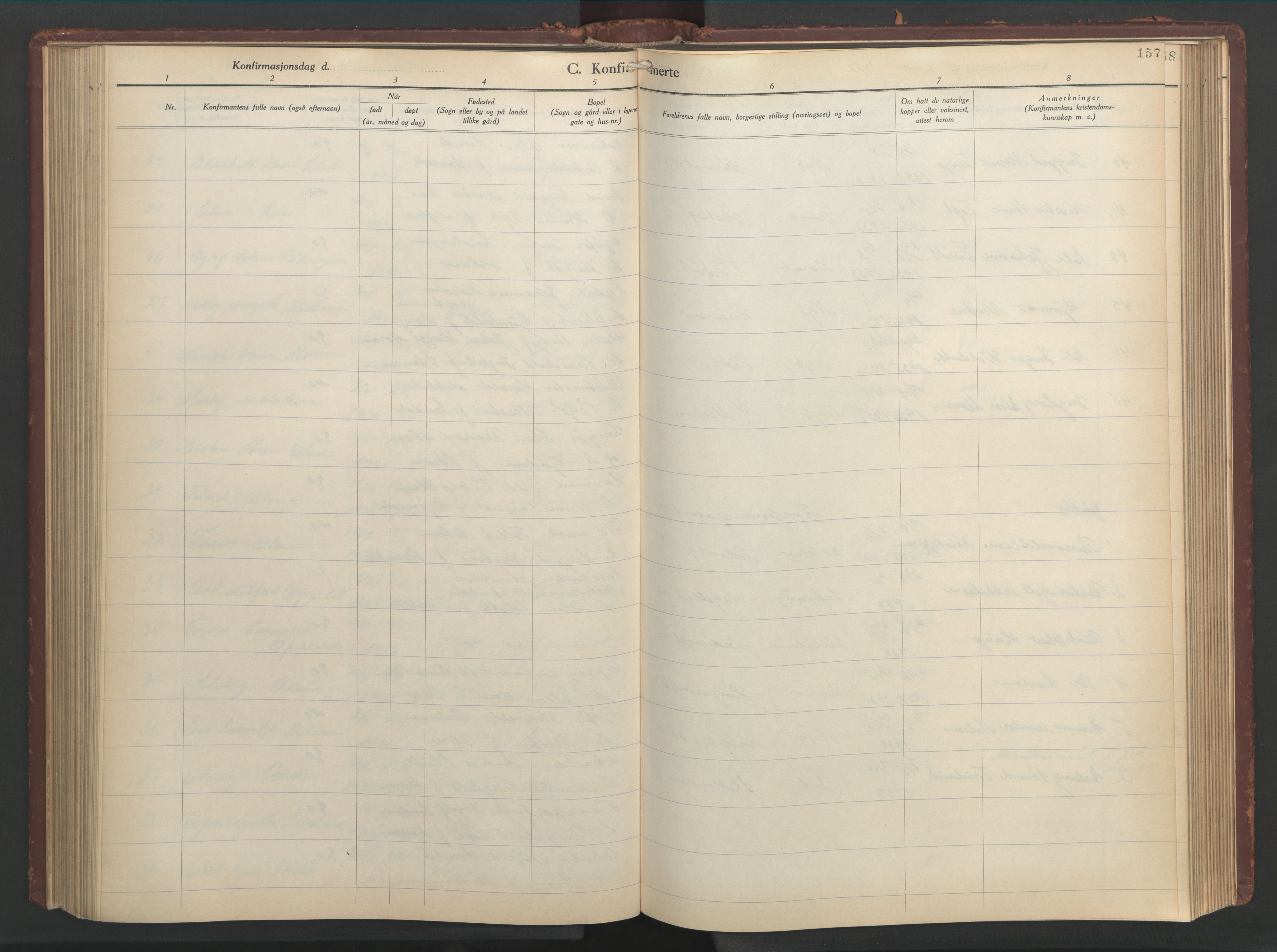 Nykirken Sokneprestembete, SAB/A-77101/H/Hab: Parish register (copy) no. C 2, 1932-1967, p. 156b-157a