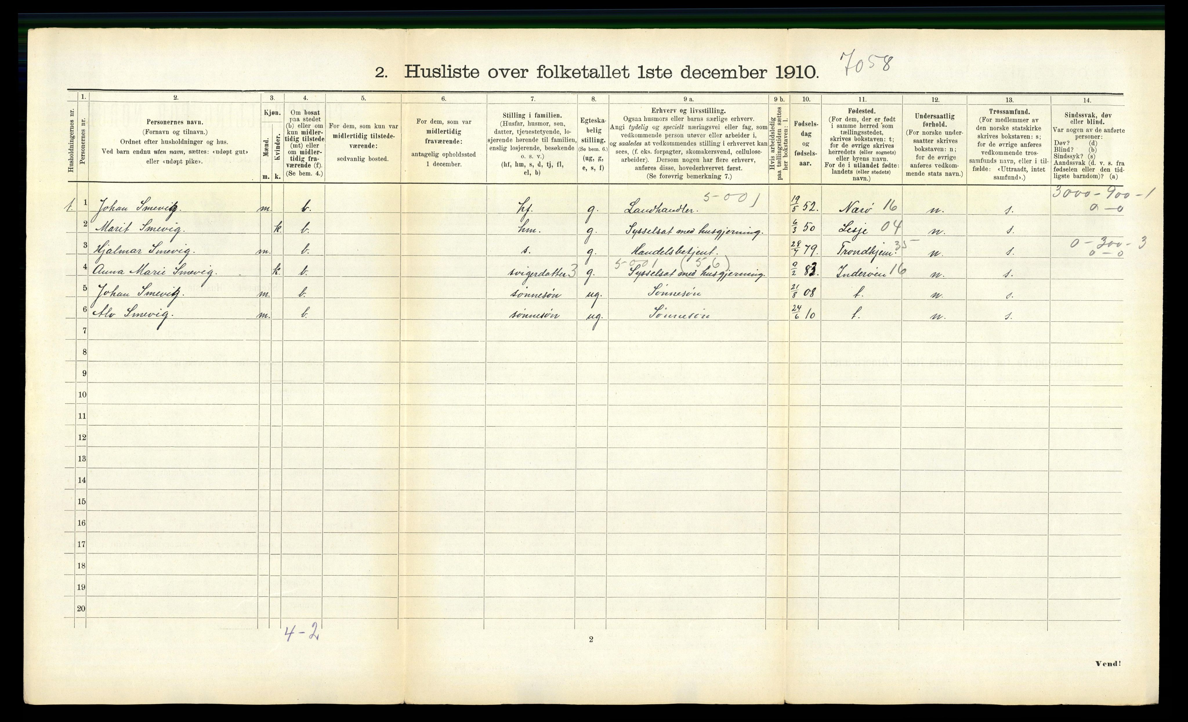 RA, 1910 census for Stjørna, 1910, p. 724