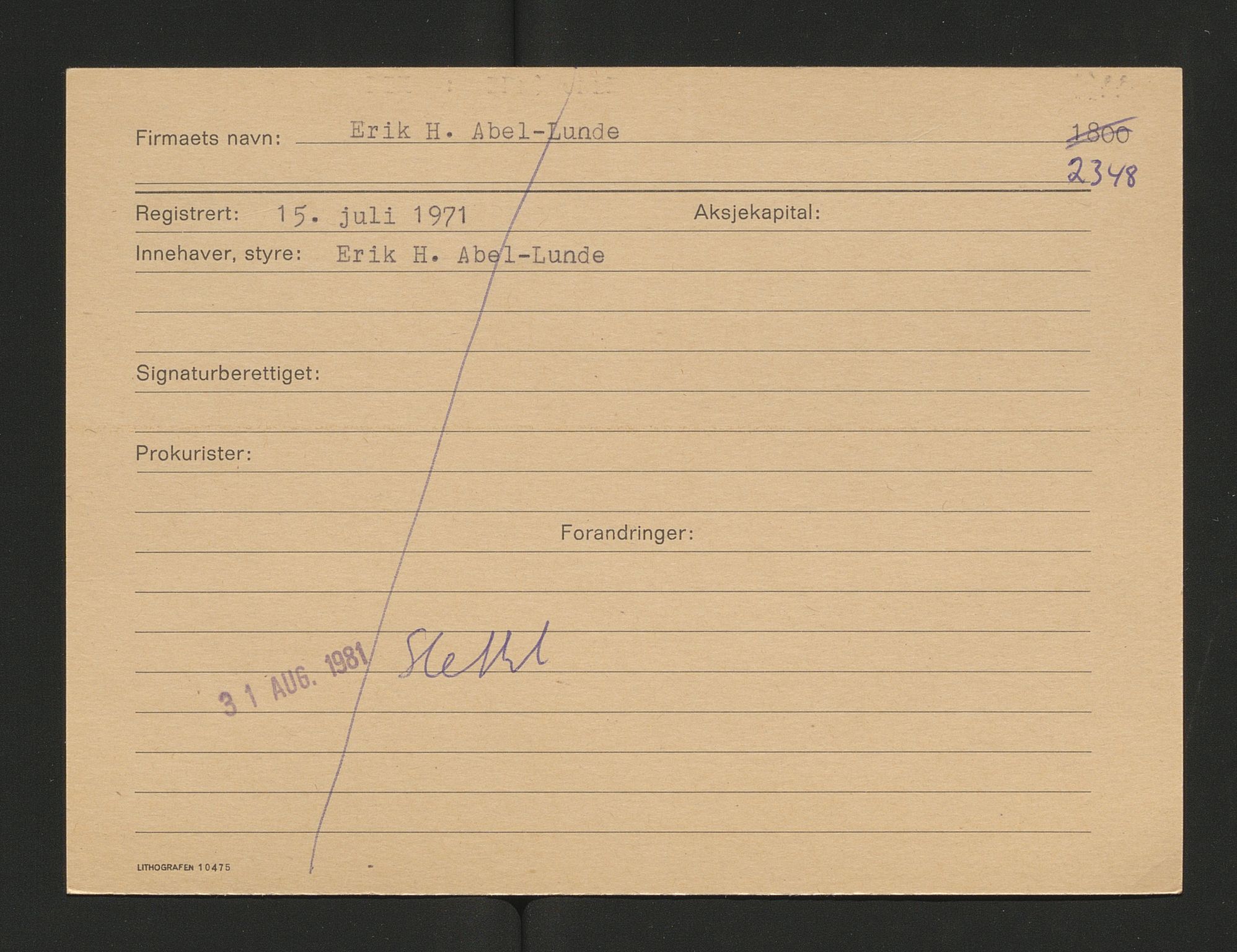 Stavanger byfogd, AV/SAST-A-101408/001/4/42/422/4221A/L0001: Register over slettede firma A-C, 1891-1987, p. 5