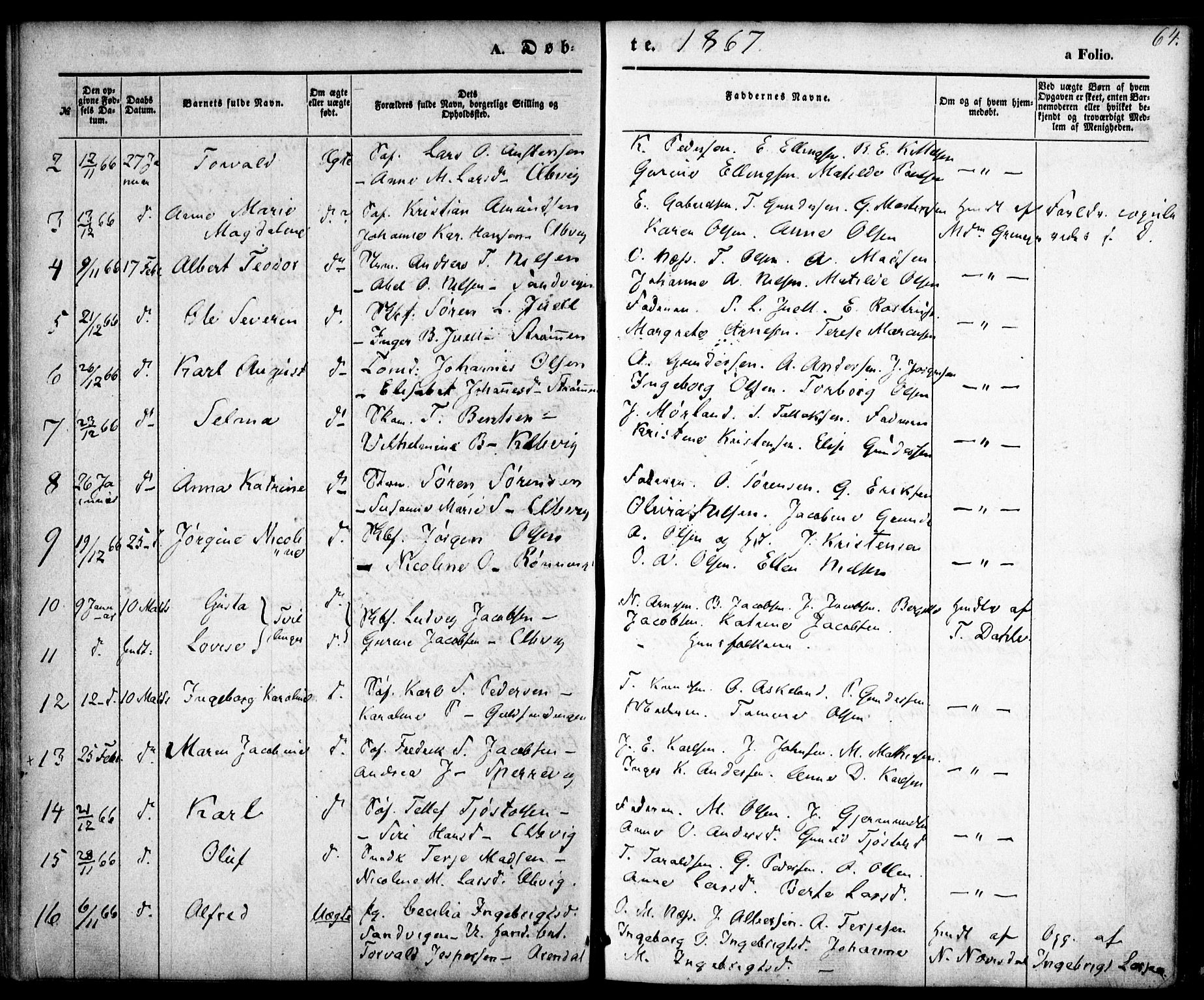 Hisøy sokneprestkontor, AV/SAK-1111-0020/F/Fa/L0001: Parish register (official) no. A 1, 1849-1871, p. 64