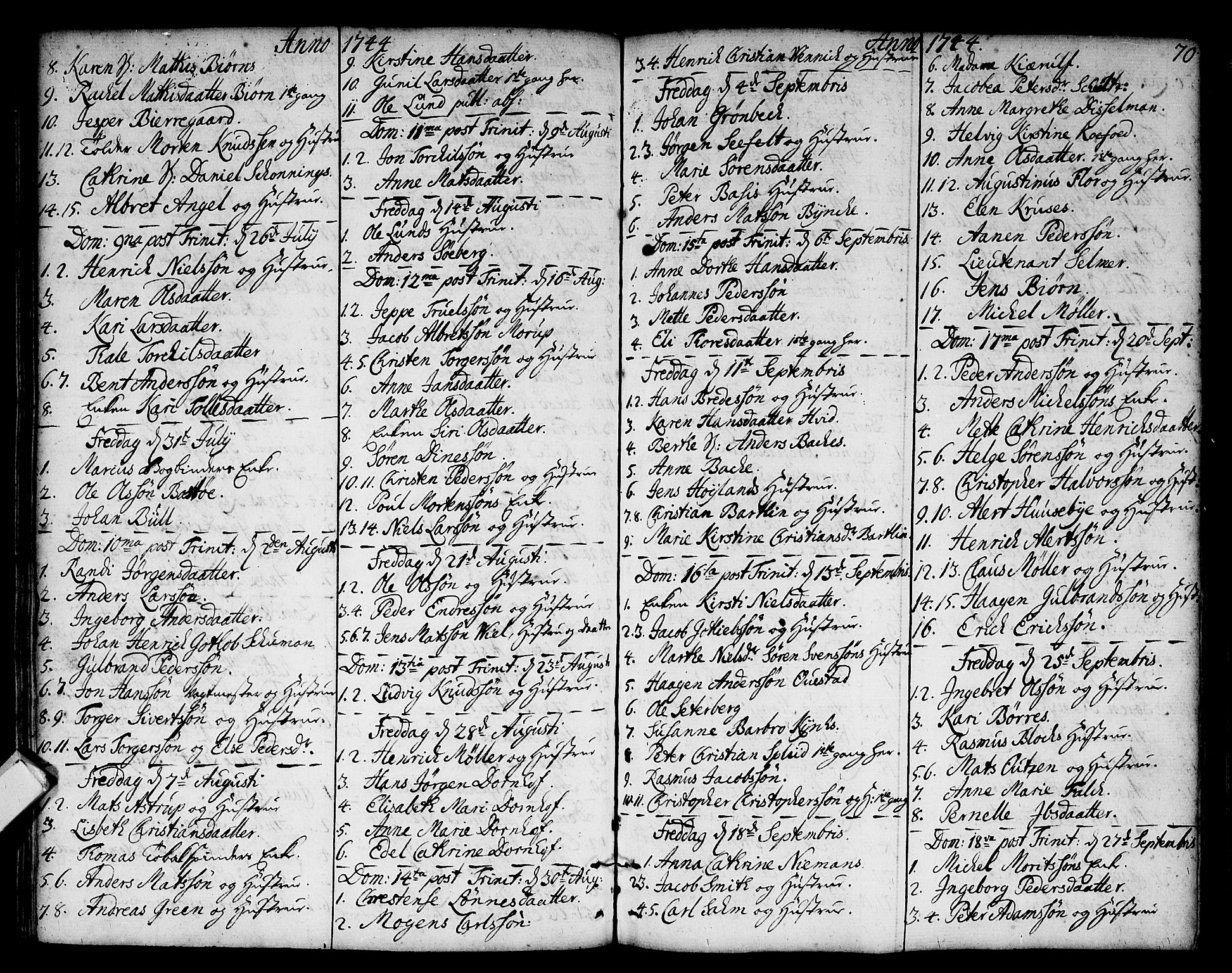 Strømsø kirkebøker, AV/SAKO-A-246/F/Fa/L0006: Parish register (official) no. I 6, 1740-1747, p. 70