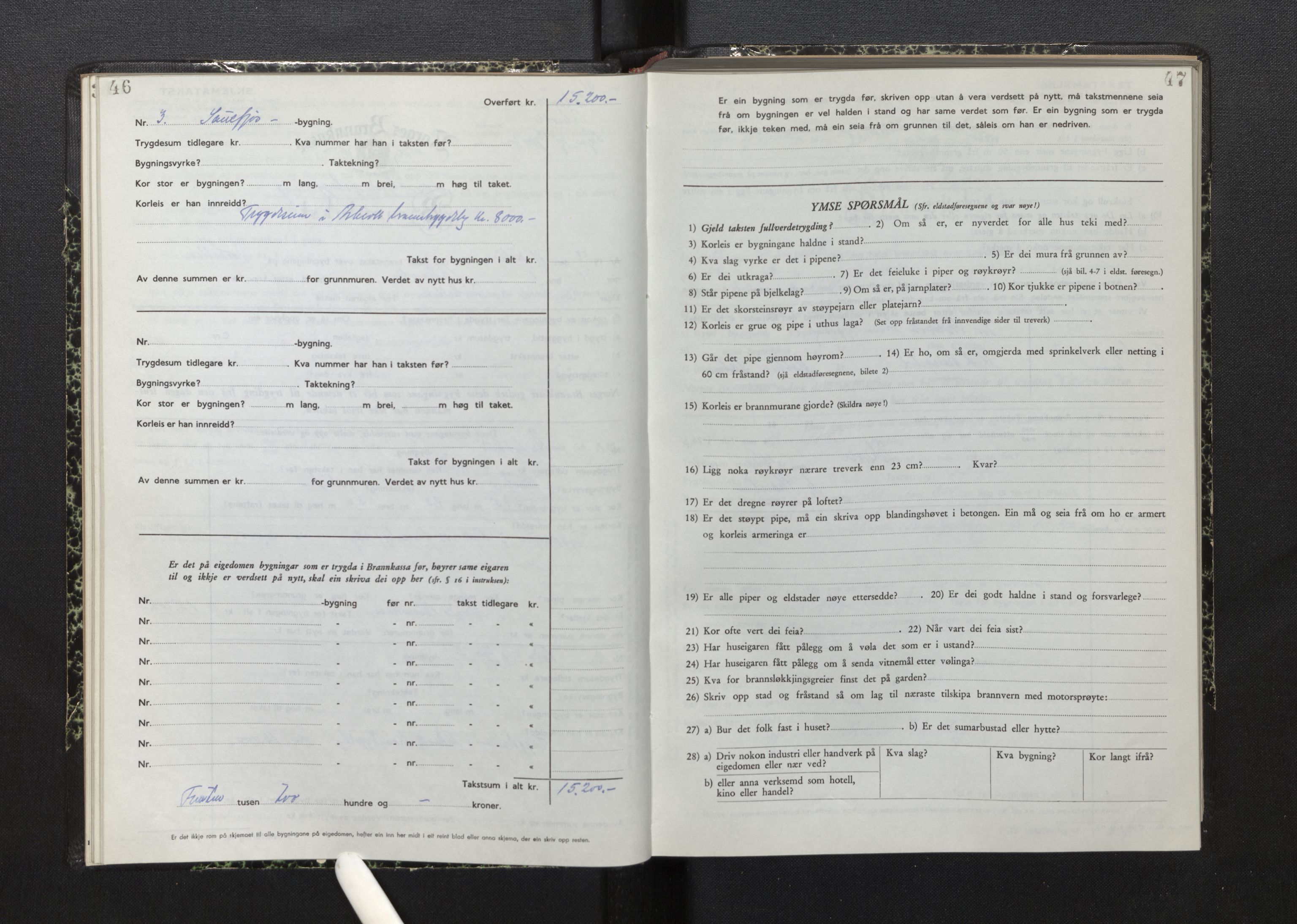 Lensmannen i Askvoll, AV/SAB-A-26301/0012/L0006: Branntakstprotokoll, skjematakst, 1950-1955, p. 46-47