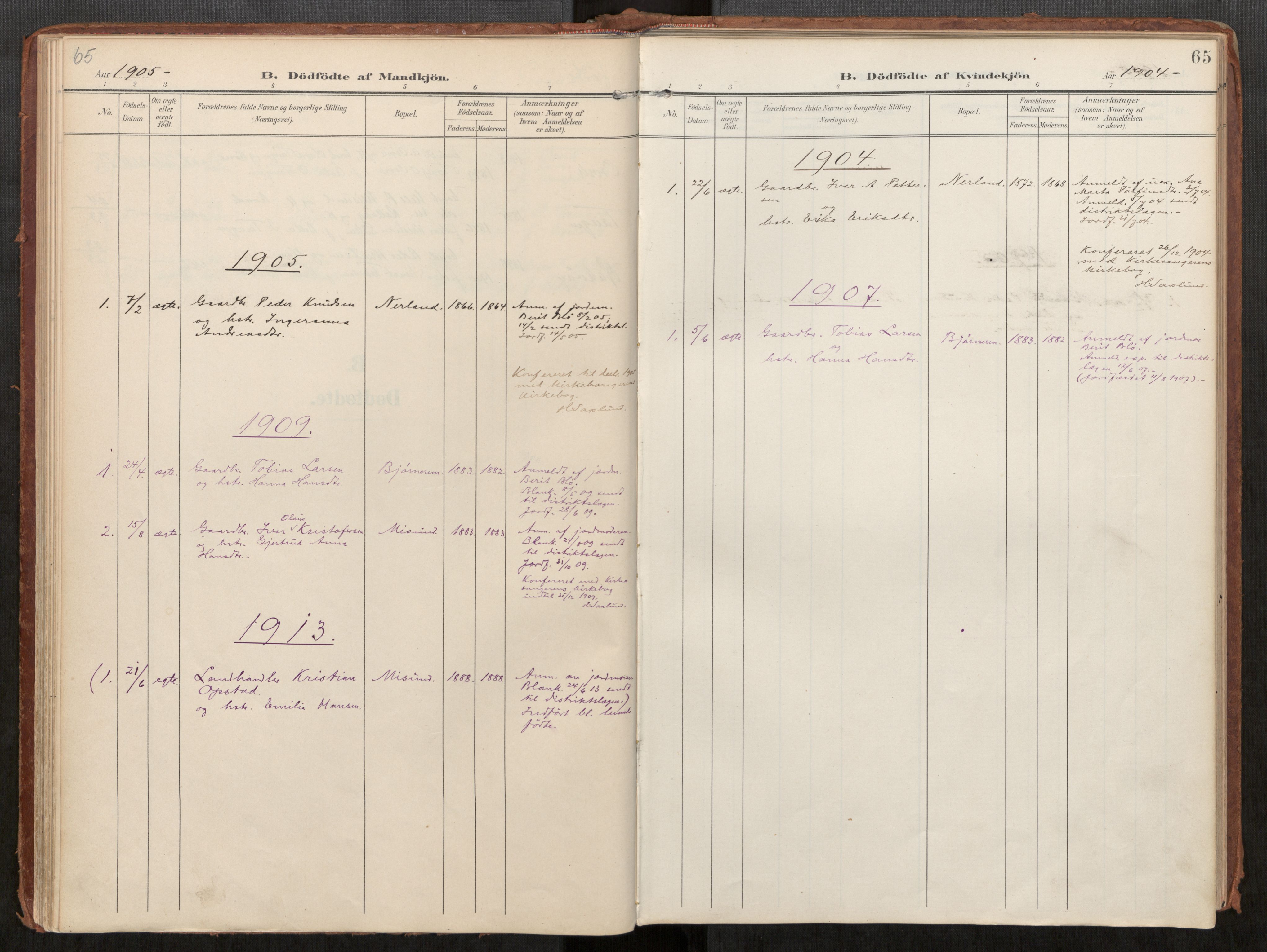 Ministerialprotokoller, klokkerbøker og fødselsregistre - Møre og Romsdal, AV/SAT-A-1454/563/L0740: Parish register (official) no. 563A02, 1903-1923, p. 65