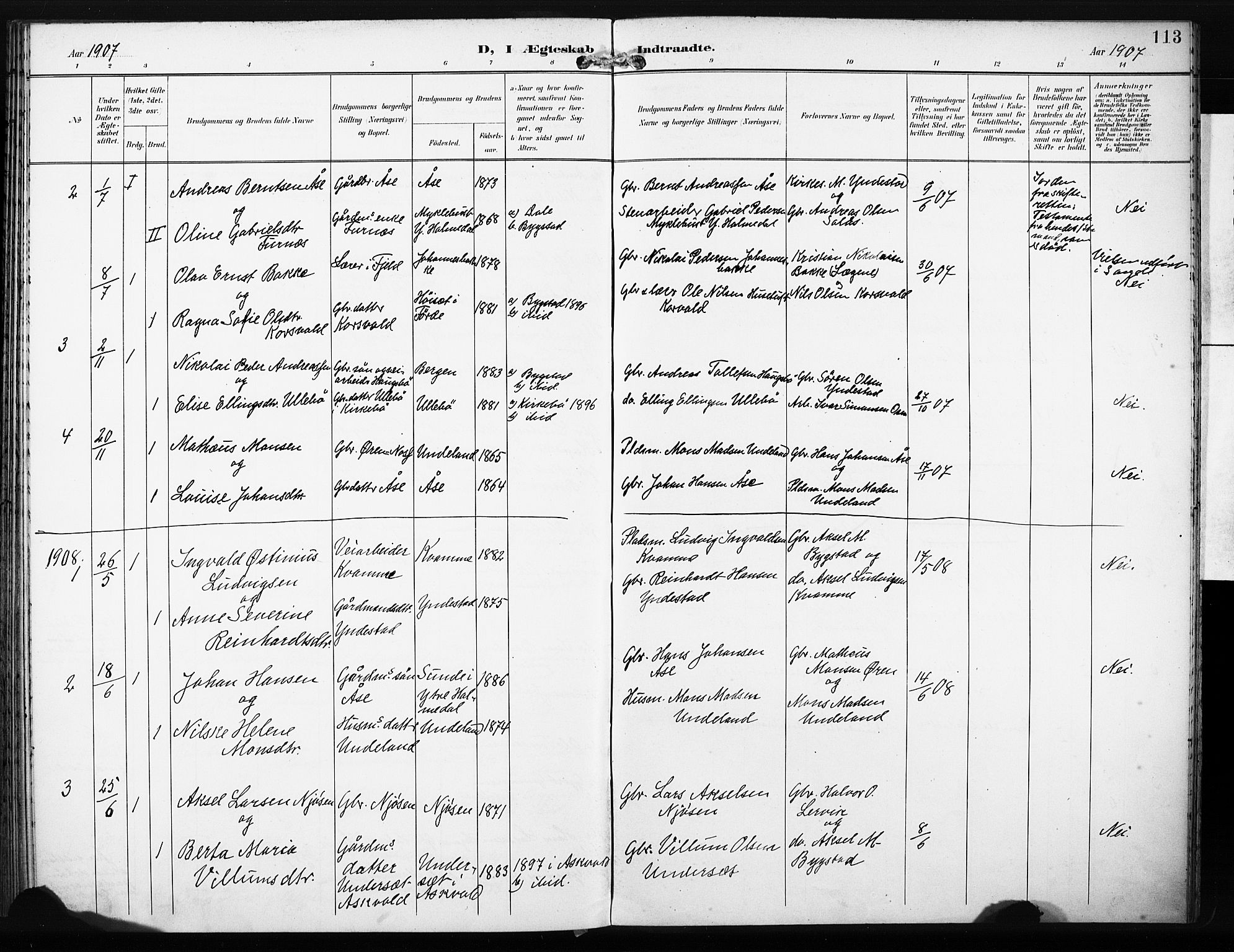 Gaular sokneprestembete, SAB/A-80001/H/Haa: Parish register (official) no. C 2, 1898-1910, p. 113