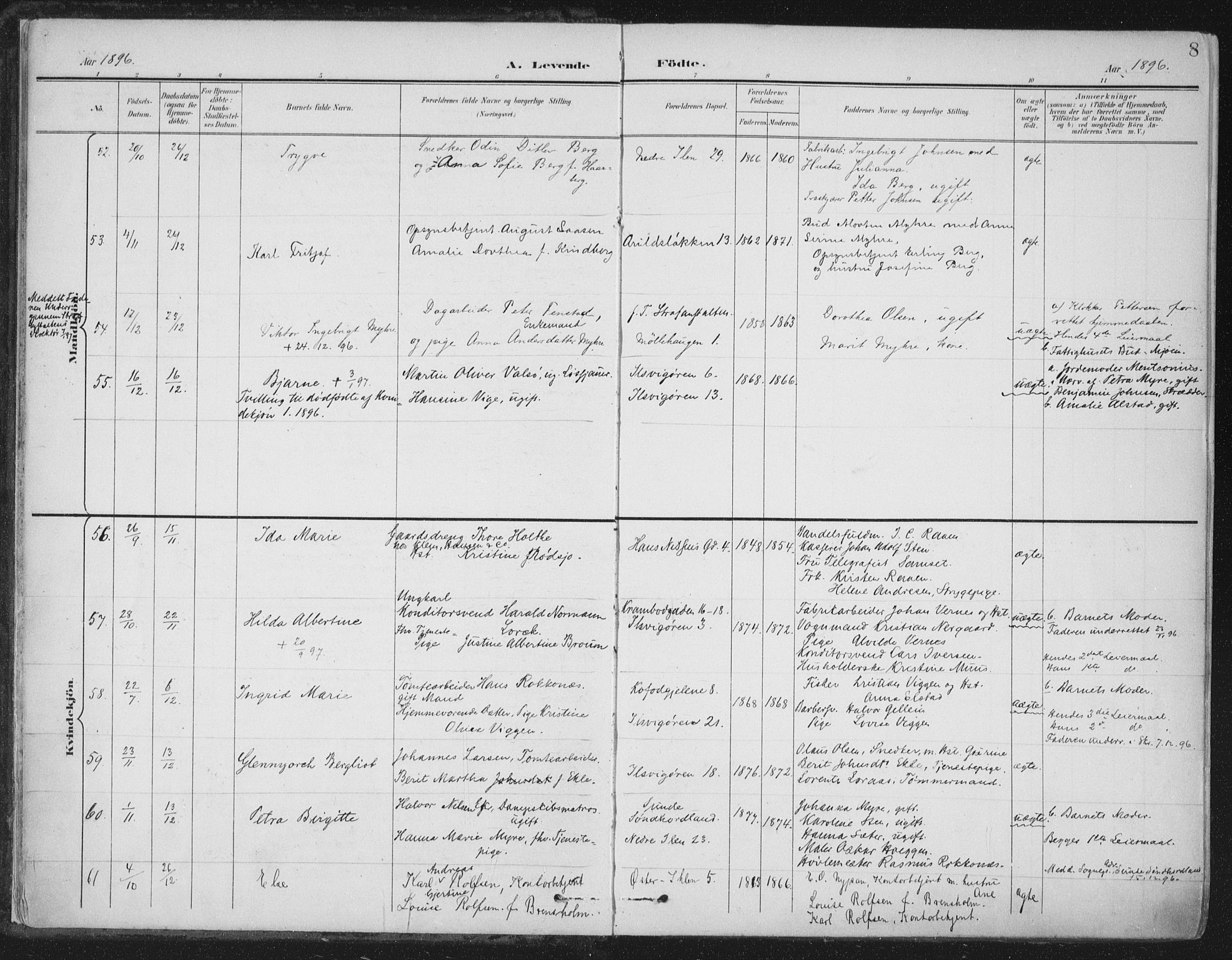 Ministerialprotokoller, klokkerbøker og fødselsregistre - Sør-Trøndelag, AV/SAT-A-1456/603/L0167: Parish register (official) no. 603A06, 1896-1932, p. 8