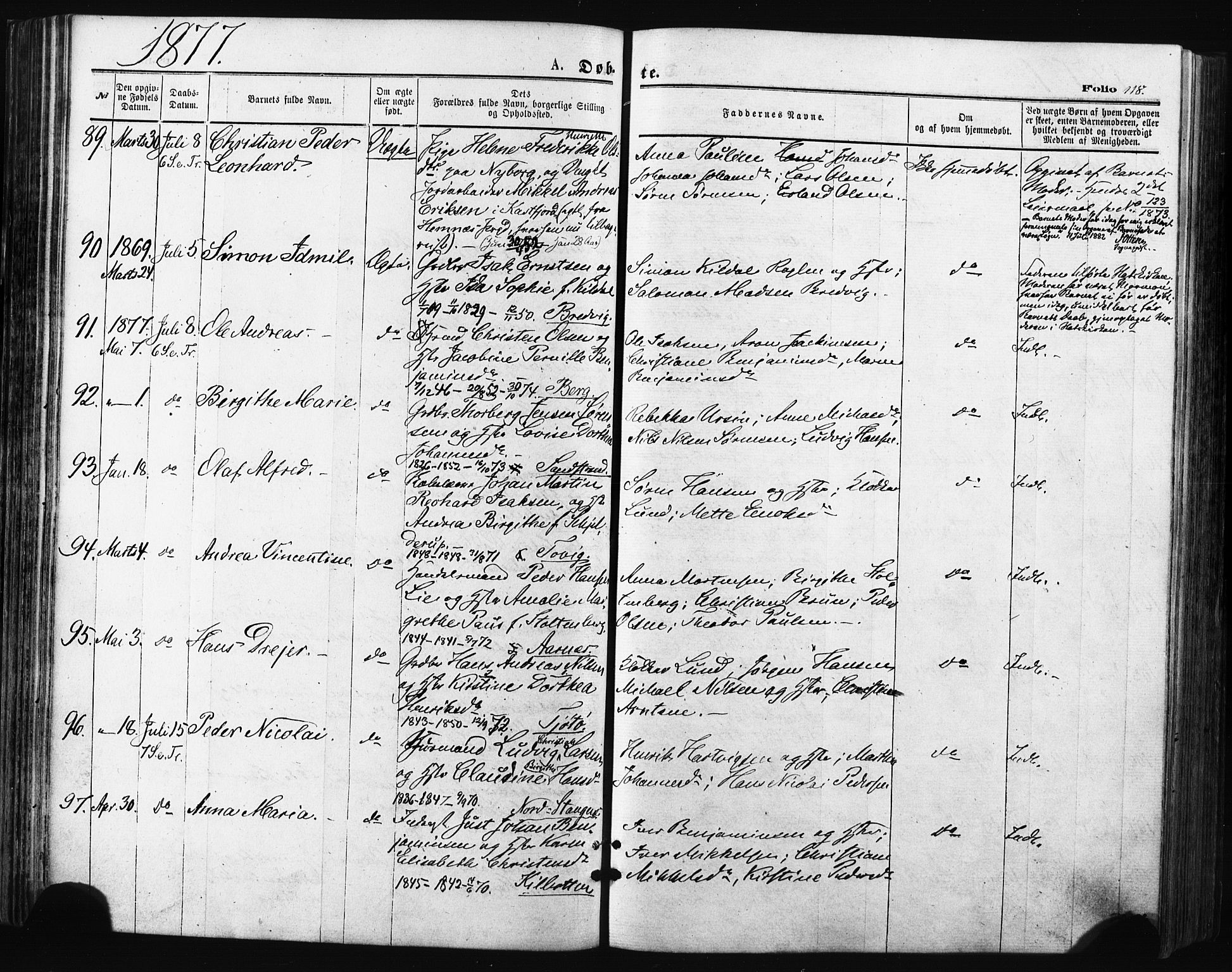 Trondenes sokneprestkontor, SATØ/S-1319/H/Ha/L0013kirke: Parish register (official) no. 13, 1870-1878, p. 118