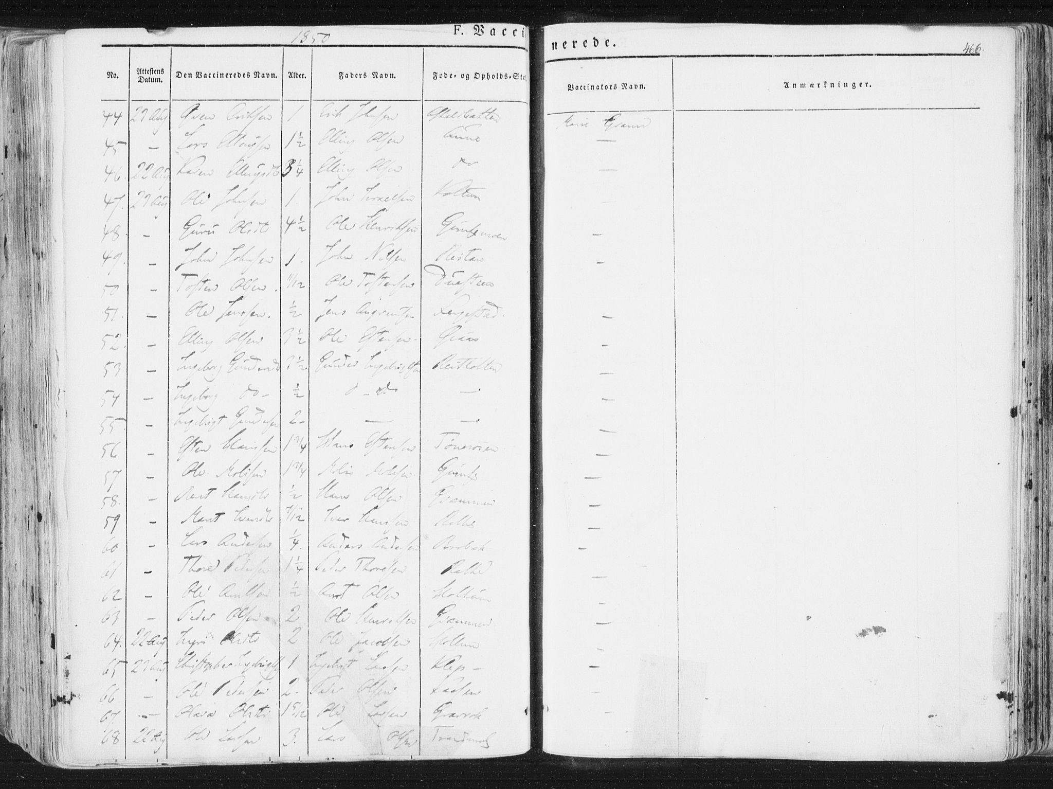 Ministerialprotokoller, klokkerbøker og fødselsregistre - Sør-Trøndelag, SAT/A-1456/691/L1074: Parish register (official) no. 691A06, 1842-1852, p. 466