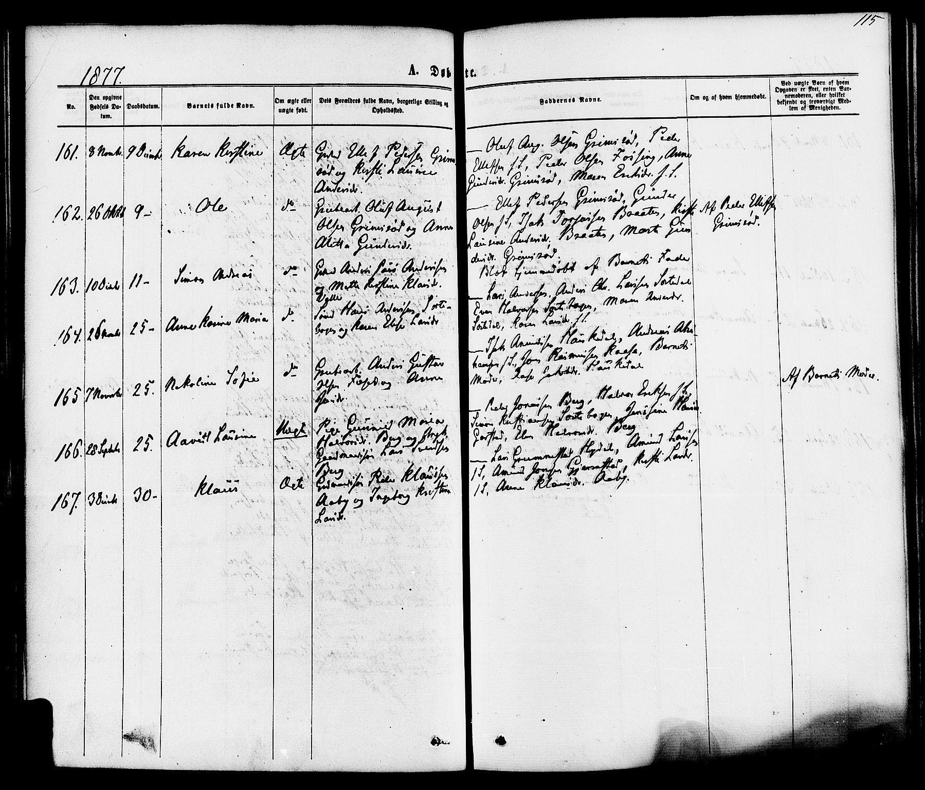 Bamble kirkebøker, SAKO/A-253/F/Fa/L0006: Parish register (official) no. I 6, 1869-1877, p. 115