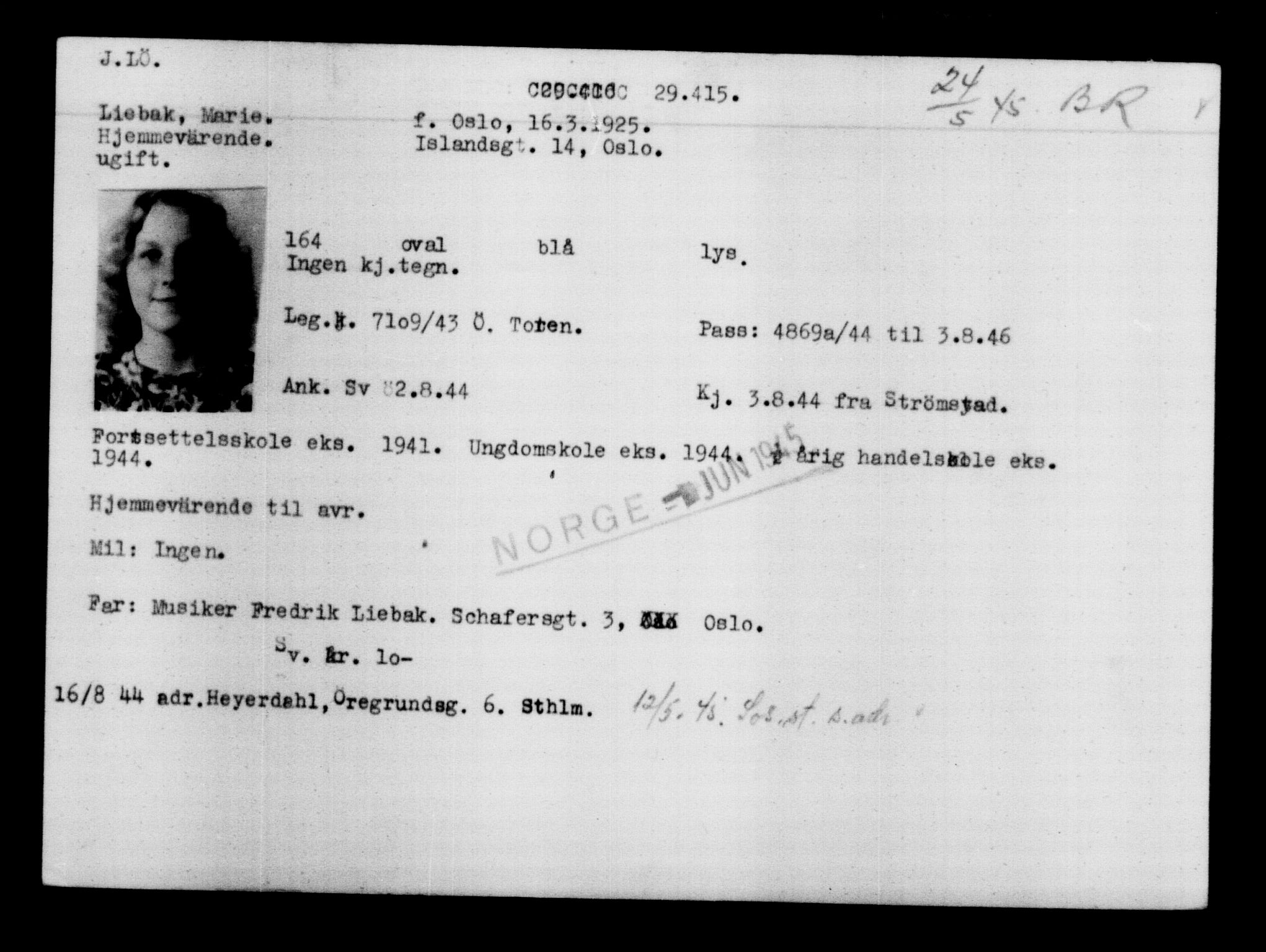 Utenriksstasjonene, Legasjonen i Stockholm, Flyktningkontoret, AV/RA-S-6753/V/Va/L0012: Kjesäterkartoteket, flyktninger med registreringsnr. 28300-31566, 1940-1945, p. 1222