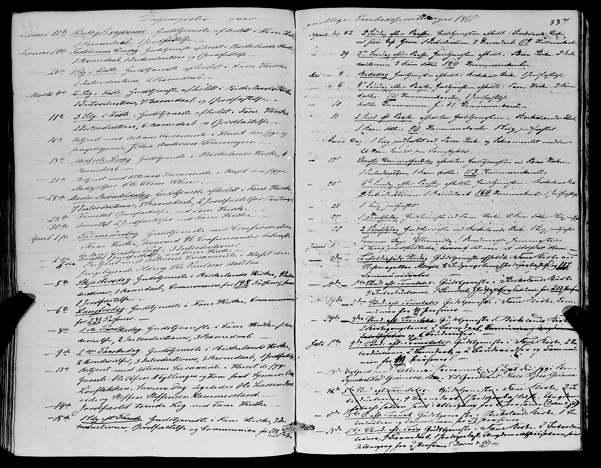 Fana Sokneprestembete, SAB/A-75101/H/Haa/Haaa/L0011: Parish register (official) no. A 11, 1851-1862, p. 337