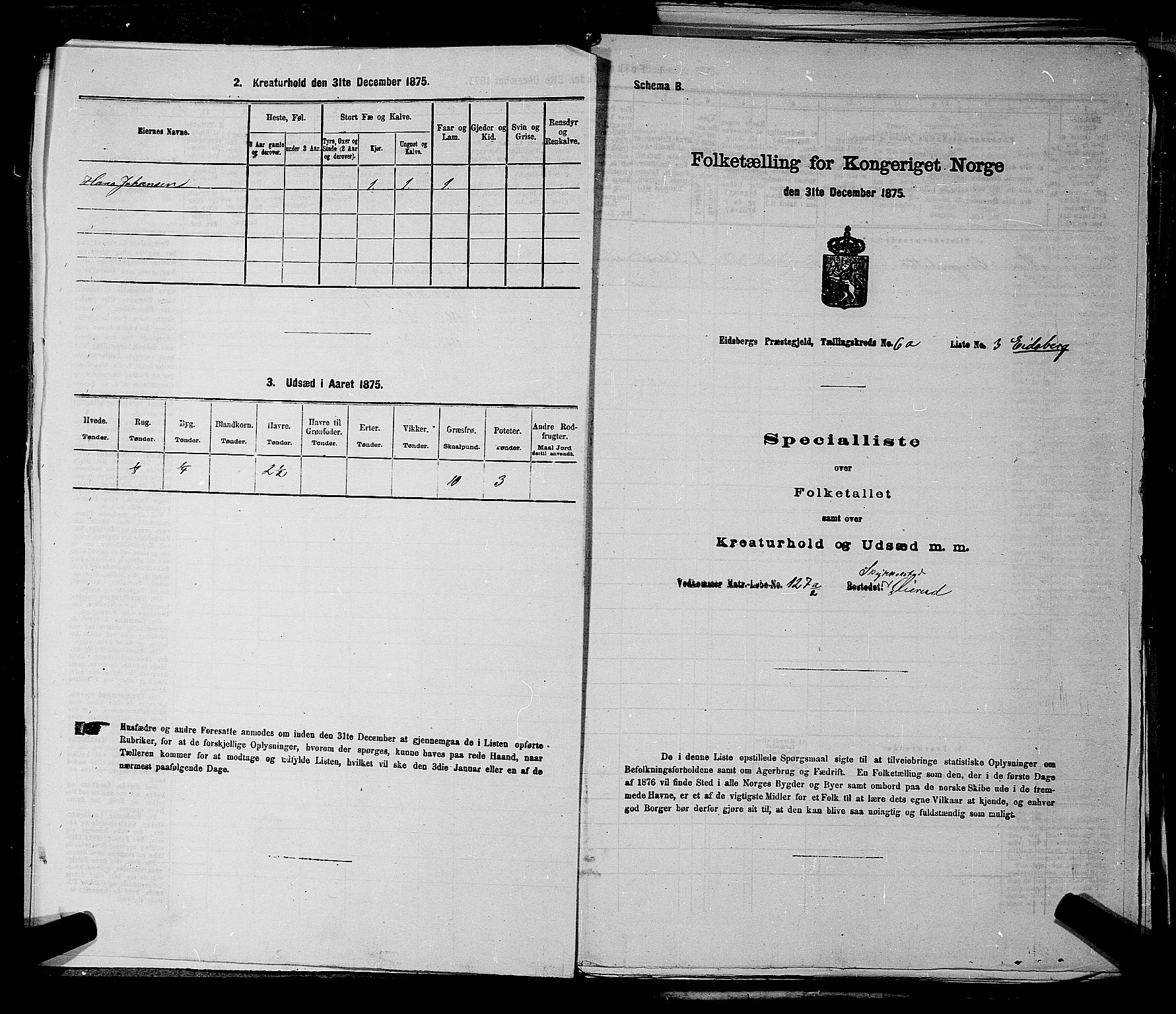 RA, 1875 census for 0125P Eidsberg, 1875, p. 1139