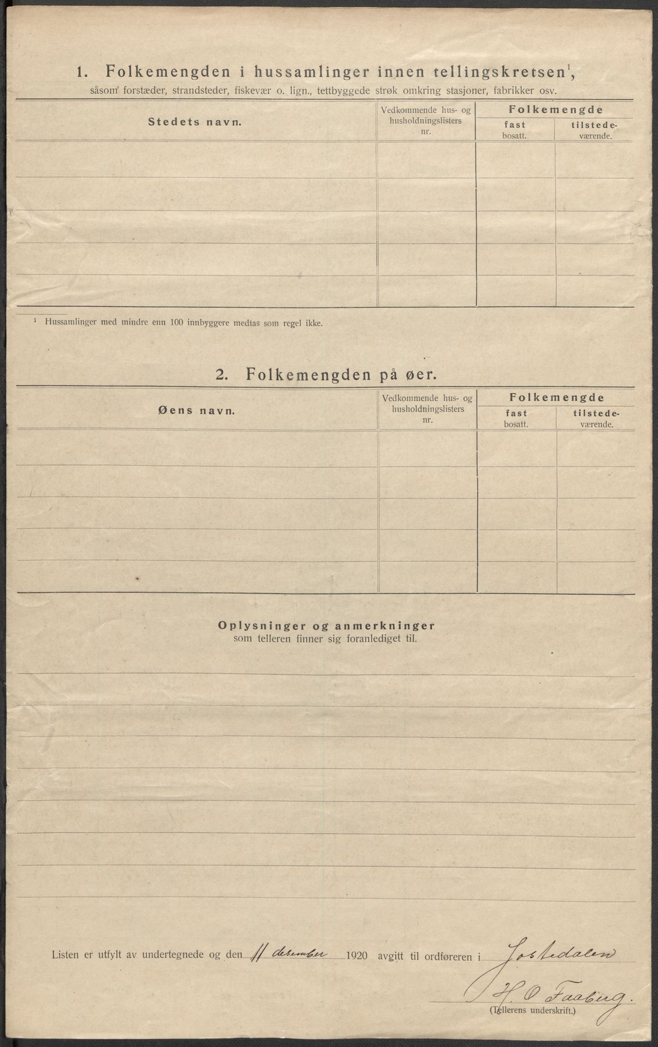 SAB, 1920 census for Jostedal, 1920, p. 17