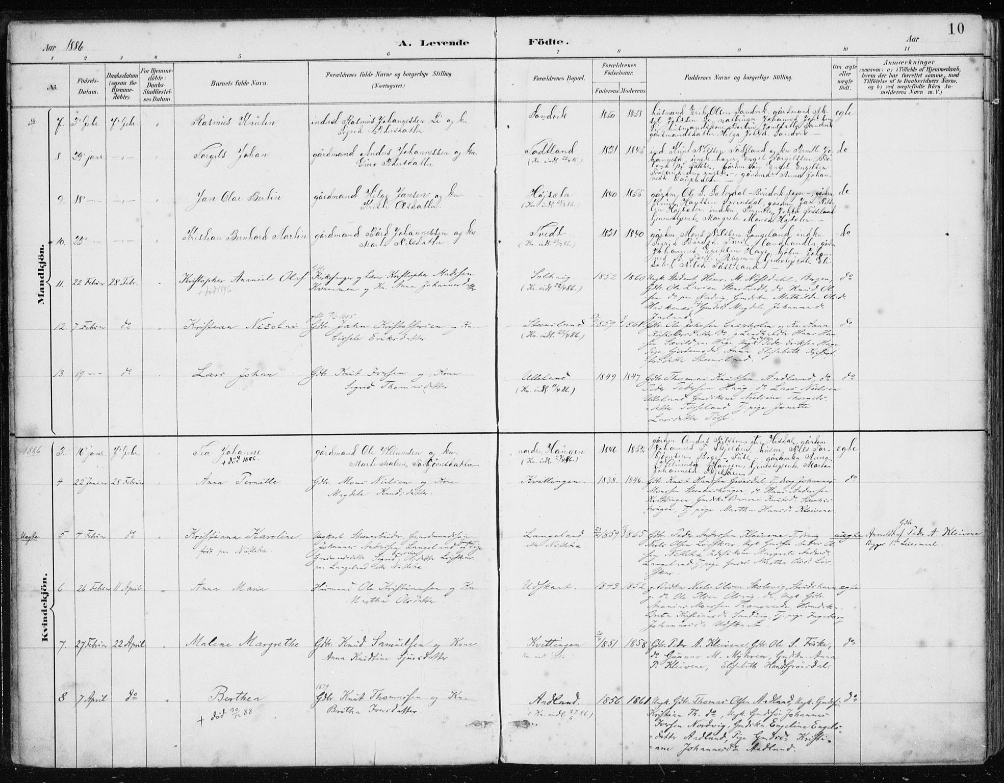 Samnanger Sokneprestembete, AV/SAB-A-77501/H/Haa: Parish register (official) no. A 1, 1885-1901, p. 10