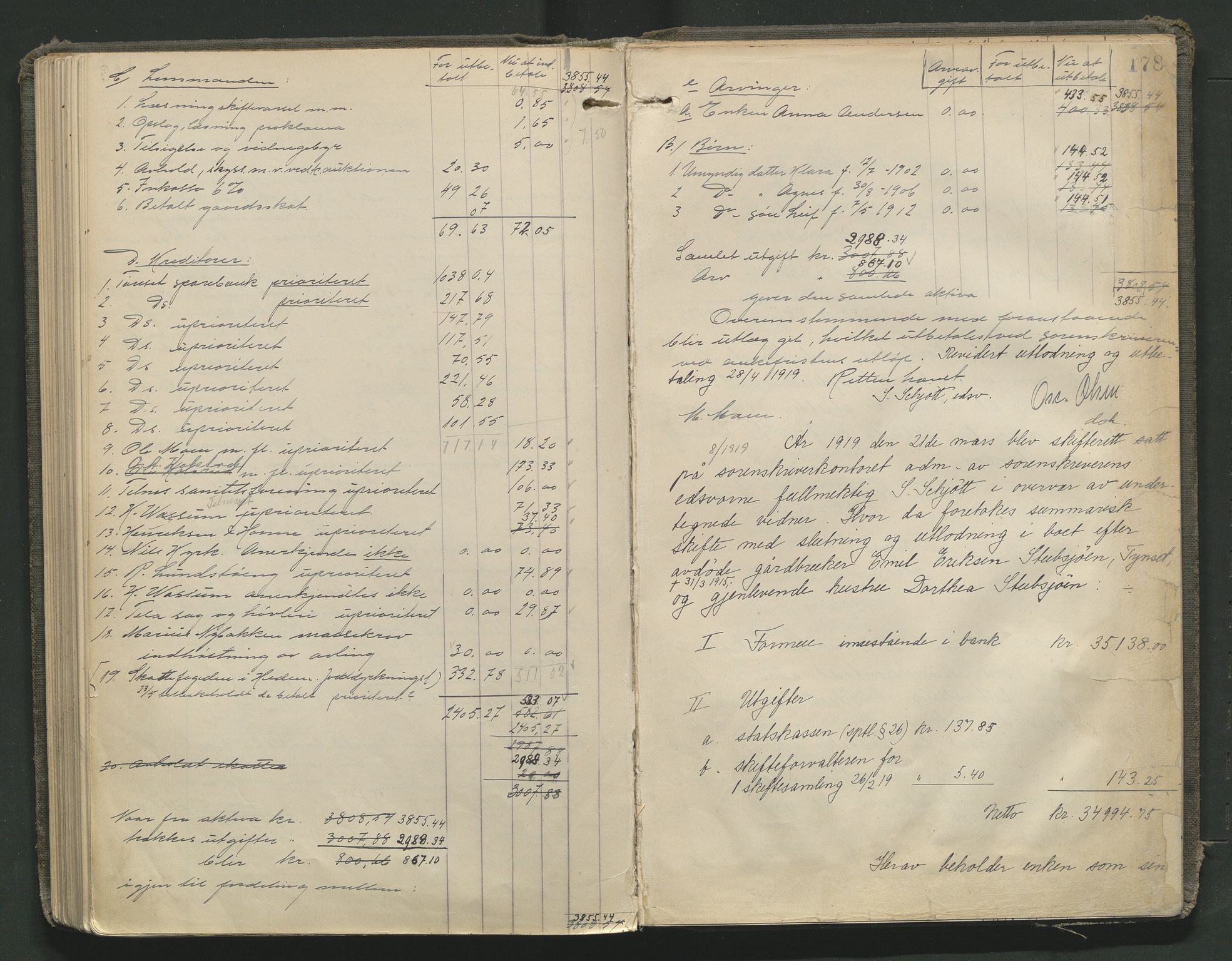 Nord-Østerdal tingrett, SAH/TING-020/J/Jd/L0006: Skifteutlodningsprotokoll, 1907-1920, p. 178