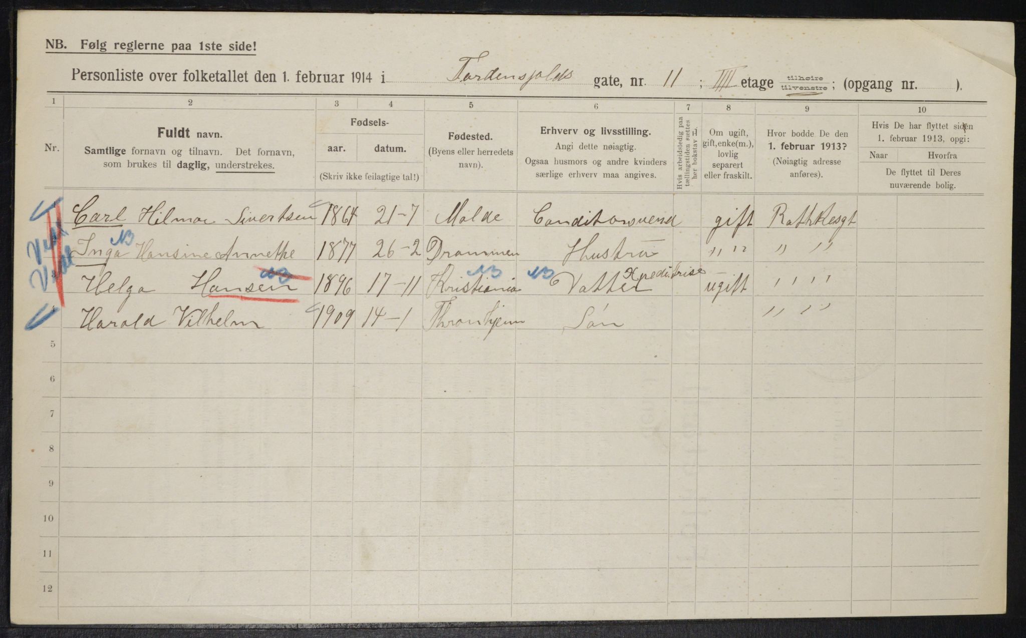 OBA, Municipal Census 1914 for Kristiania, 1914, p. 114650