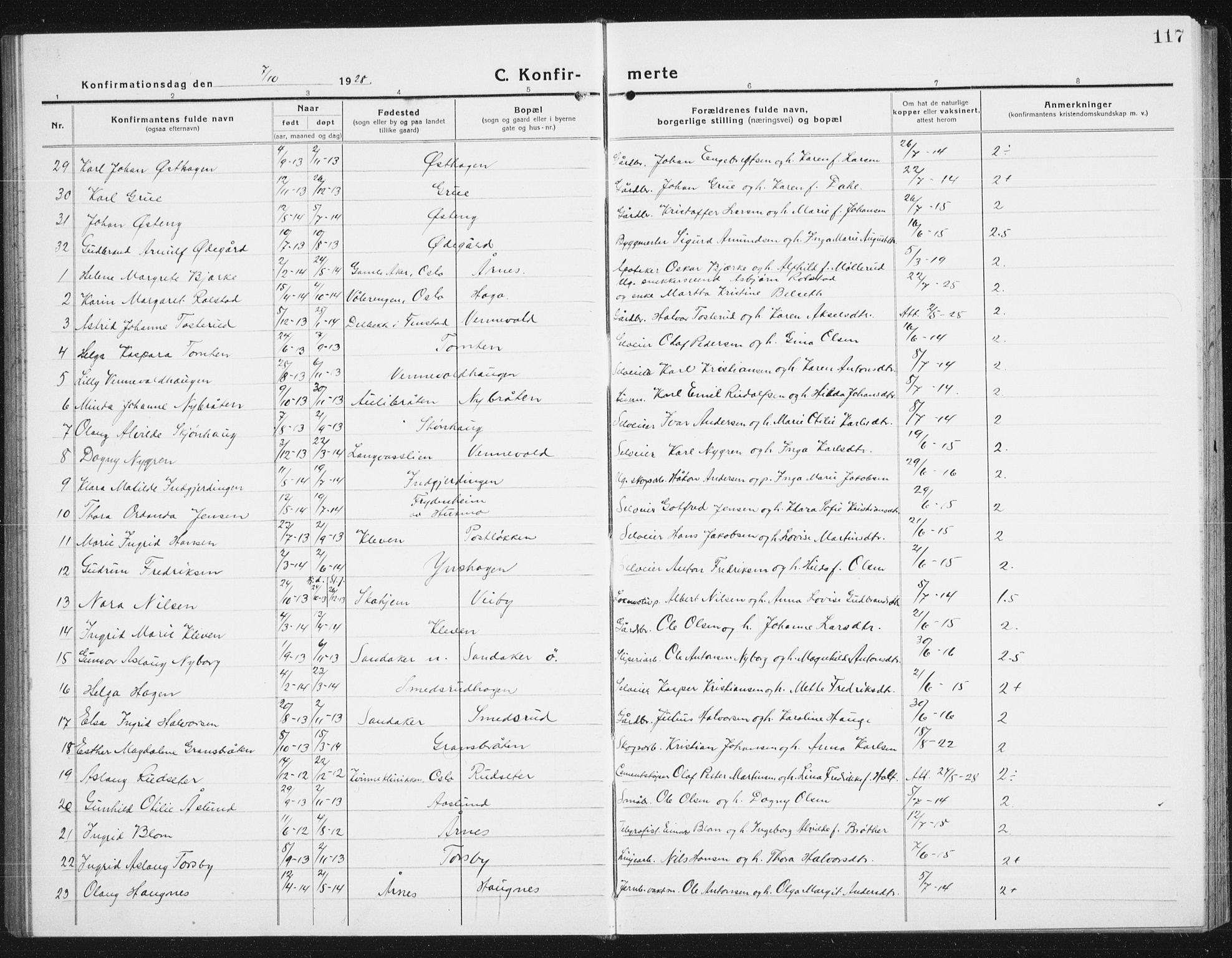 Nes prestekontor Kirkebøker, SAO/A-10410/G/Gc/L0002: Parish register (copy) no. III 2, 1915-1943, p. 117