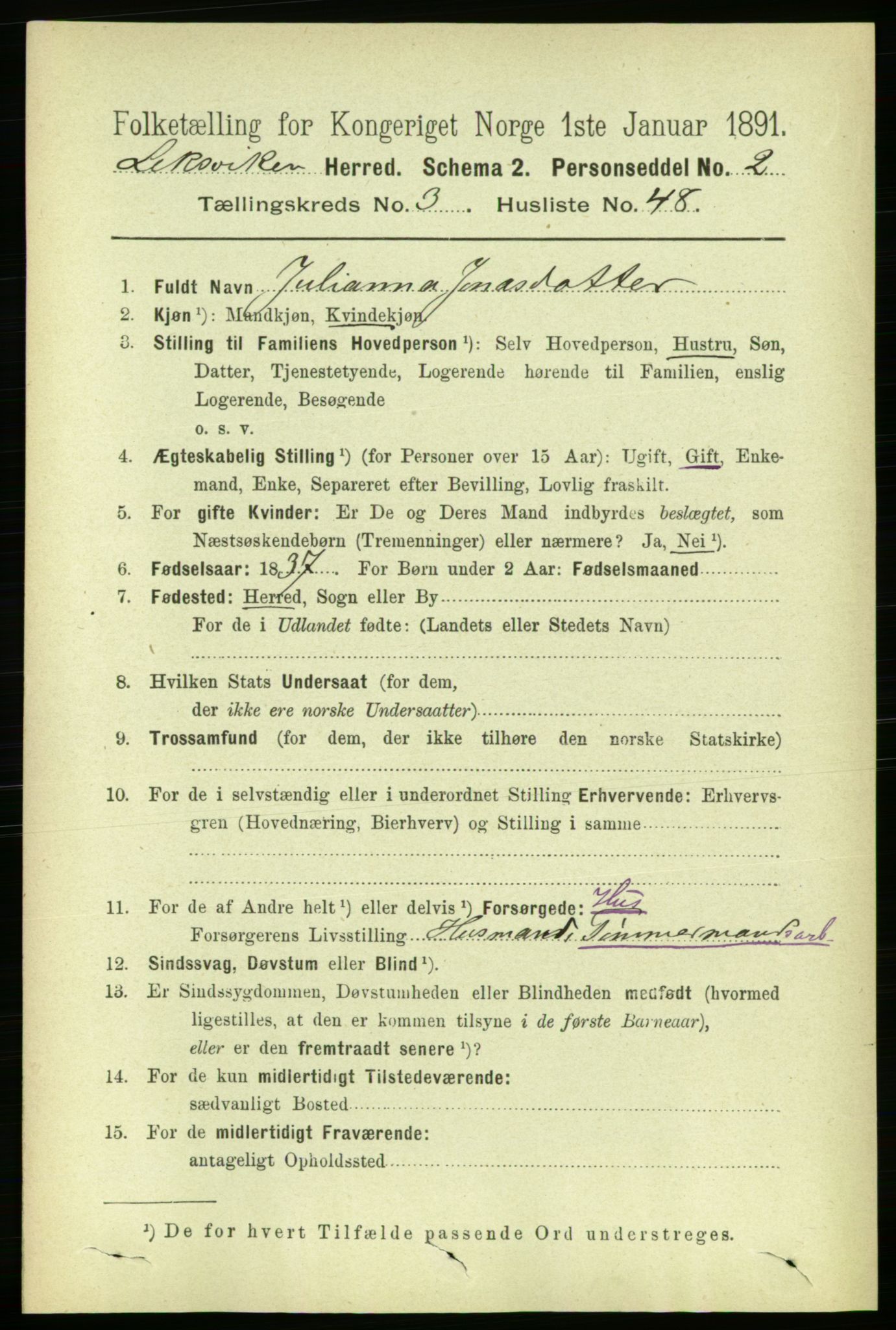 RA, 1891 census for 1718 Leksvik, 1891, p. 1450