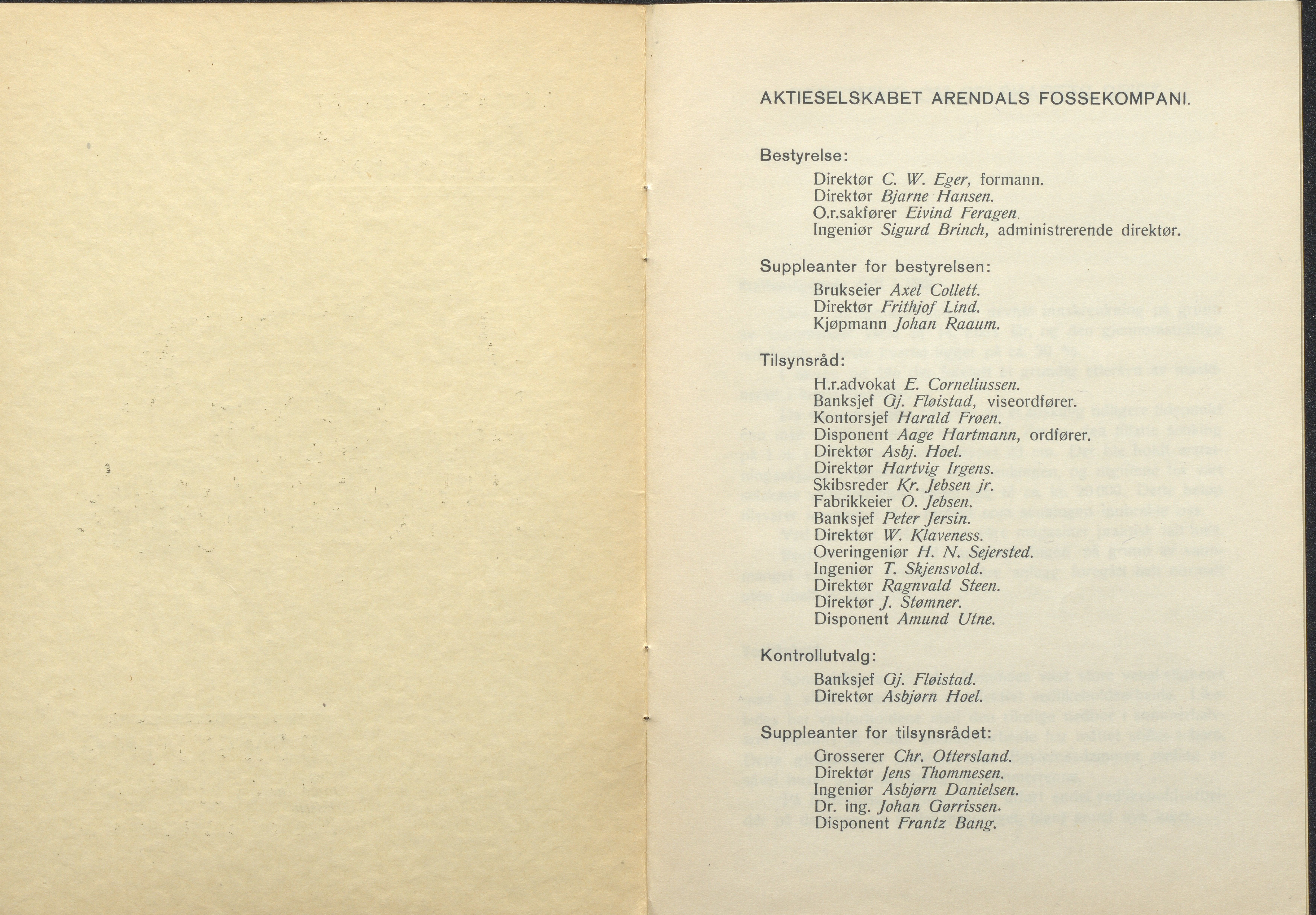 Arendals Fossekompani, AAKS/PA-2413/X/X01/L0001/0012: Beretninger, regnskap, balansekonto, gevinst- og tapskonto / Beretning, regnskap 1945 - 1962, 1945-1962, p. 20