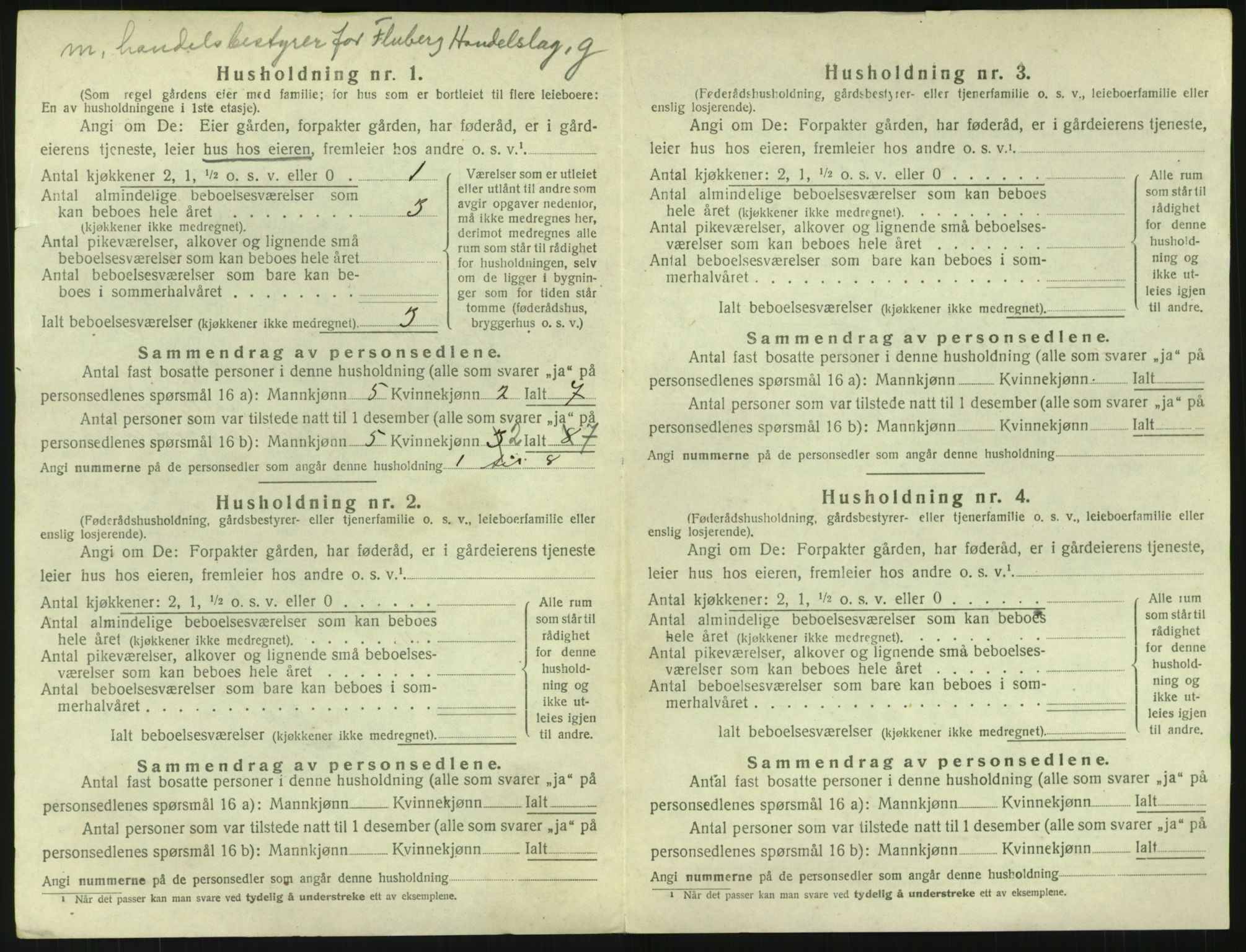 SAH, 1920 census for Fluberg, 1920, p. 783