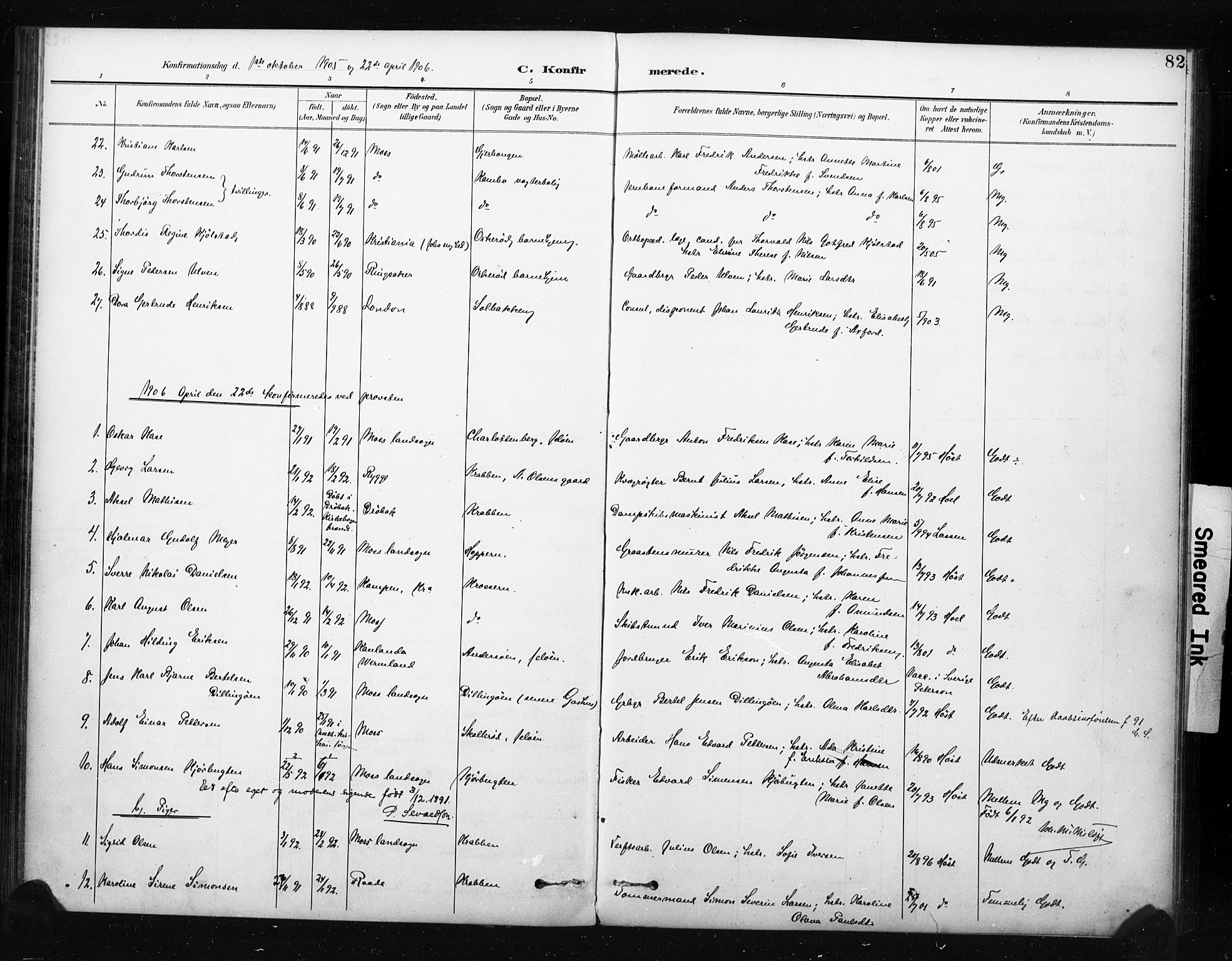 Moss prestekontor Kirkebøker, AV/SAO-A-2003/F/Fc/L0002: Parish register (official) no. III 2, 1894-1906, p. 82