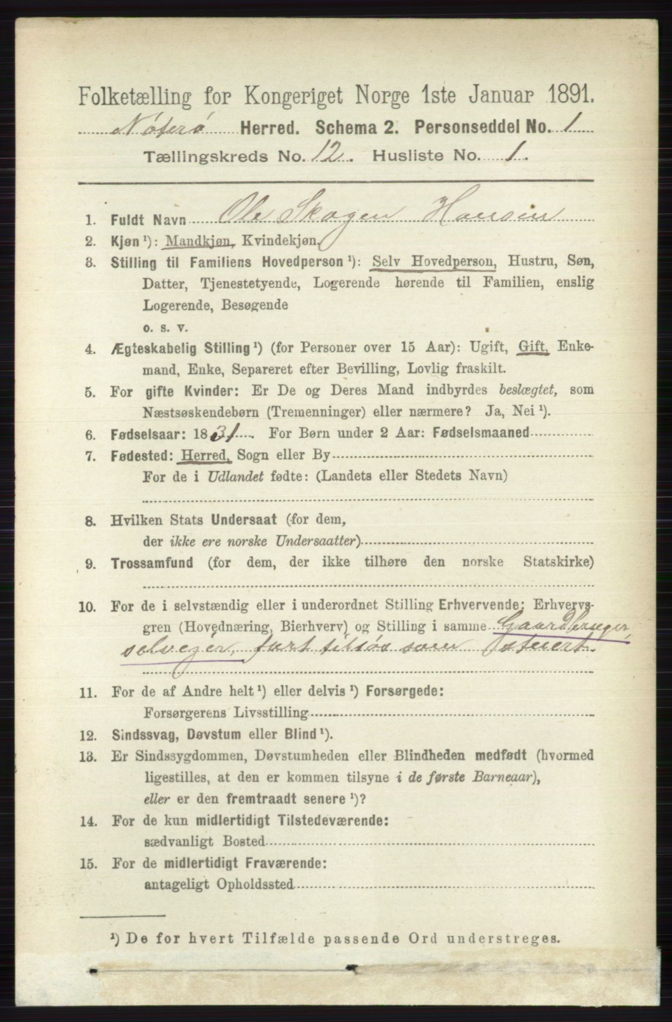 RA, 1891 census for 0722 Nøtterøy, 1891, p. 6381