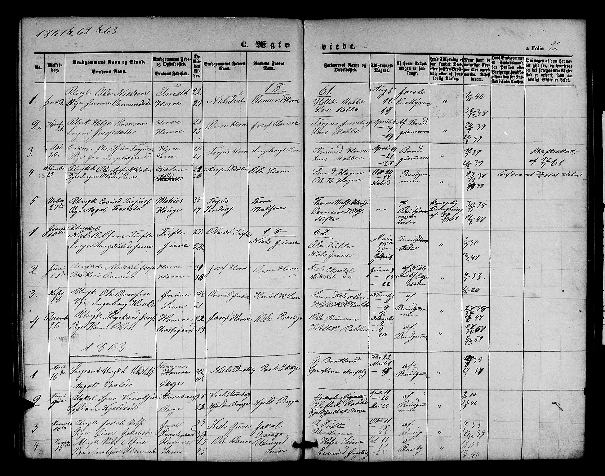 Røldal sokneprestembete, SAB/A-100247: Parish register (copy) no. A 2, 1861-1886, p. 92