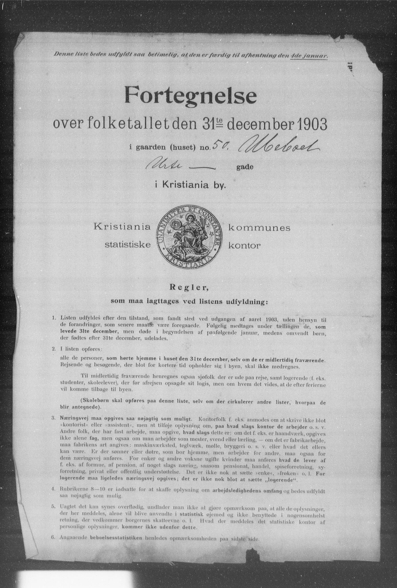 OBA, Municipal Census 1903 for Kristiania, 1903, p. 23385