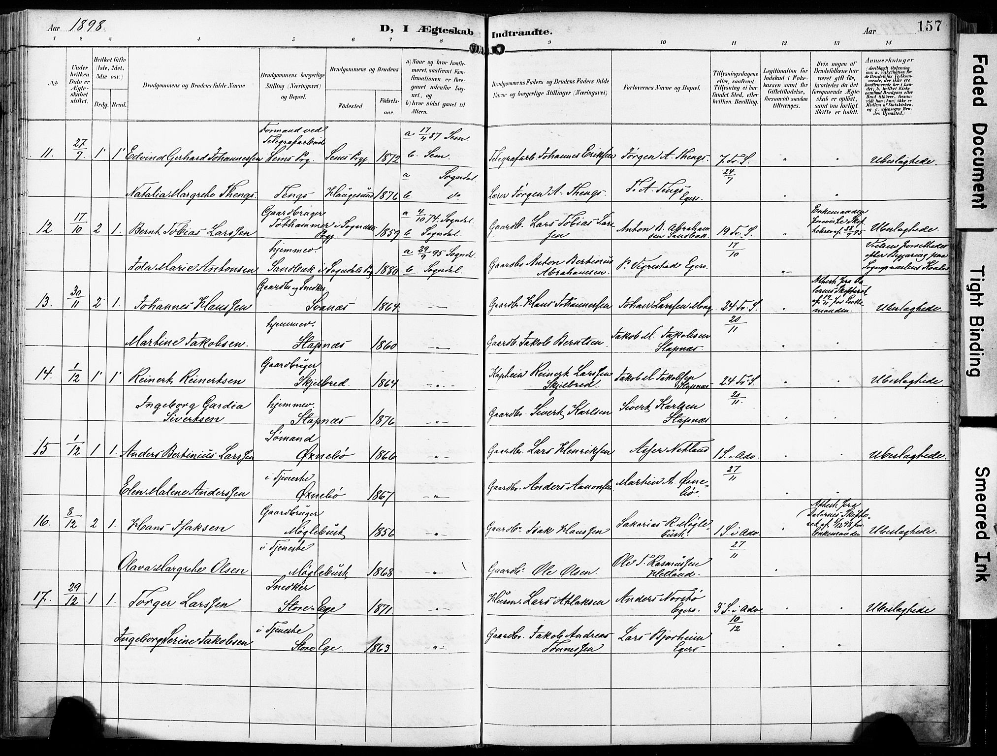 Eigersund sokneprestkontor, AV/SAST-A-101807/S08/L0018: Parish register (official) no. A 17, 1892-1905, p. 157