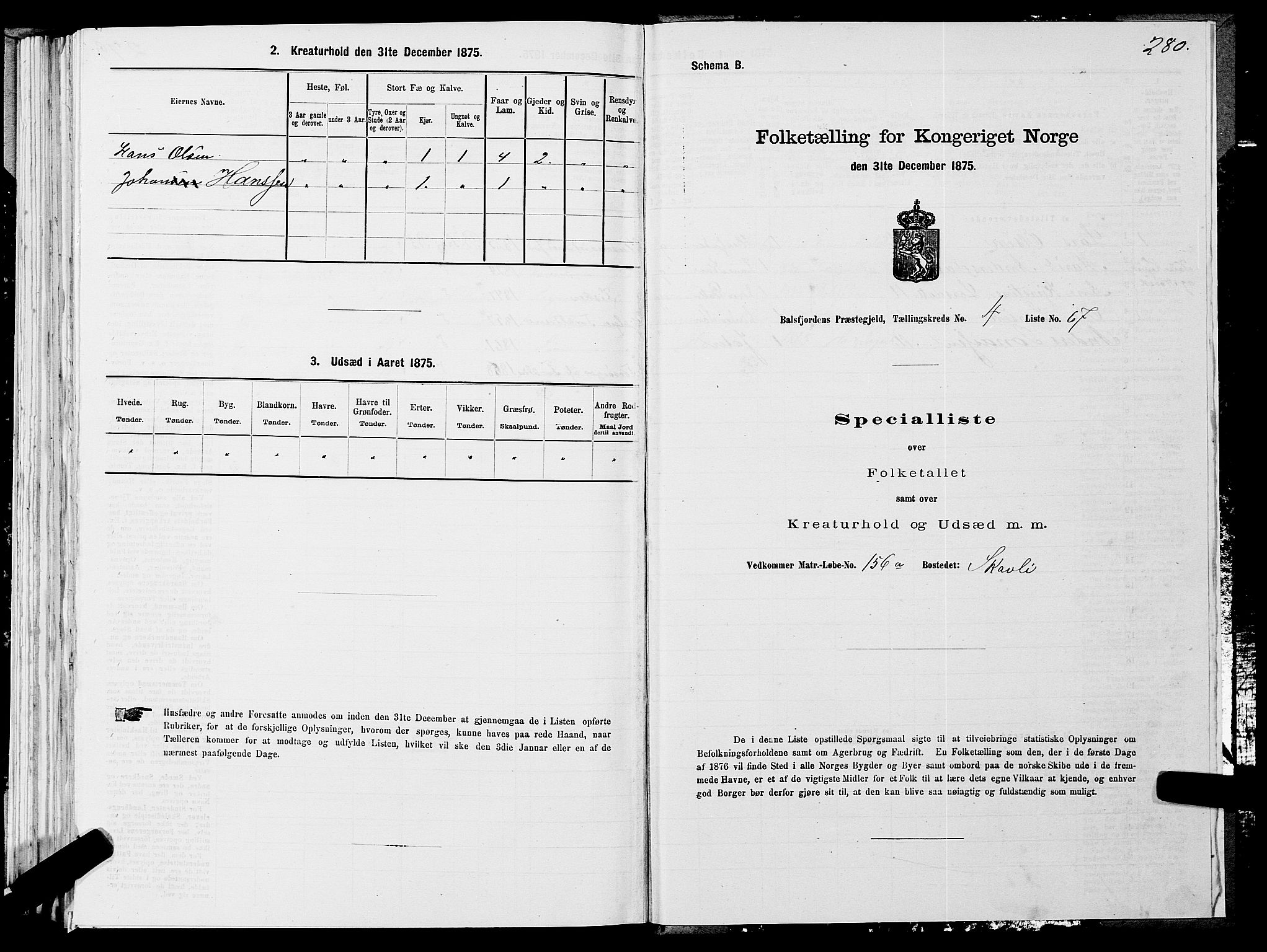 SATØ, 1875 census for 1933P Balsfjord, 1875, p. 1880