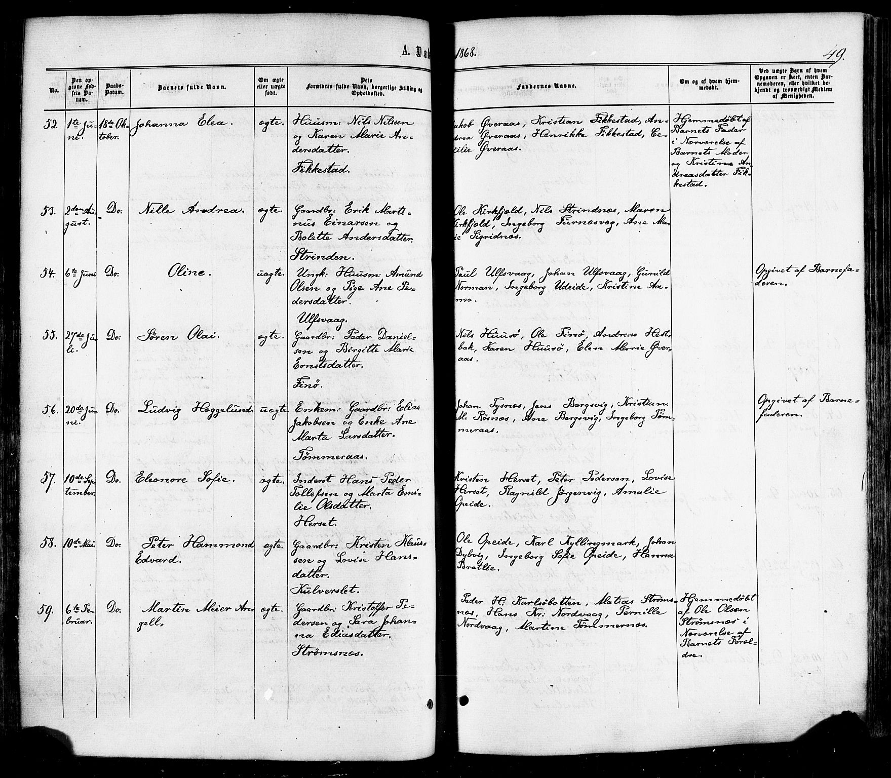 Ministerialprotokoller, klokkerbøker og fødselsregistre - Nordland, SAT/A-1459/859/L0845: Parish register (official) no. 859A05, 1863-1877, p. 49