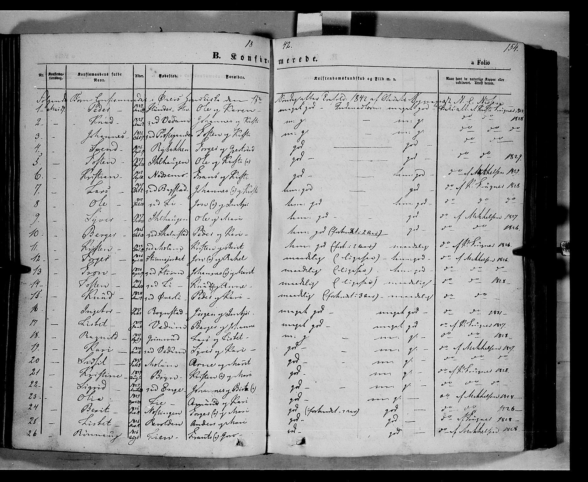 Øyer prestekontor, AV/SAH-PREST-084/H/Ha/Haa/L0005: Parish register (official) no. 5, 1842-1857, p. 154