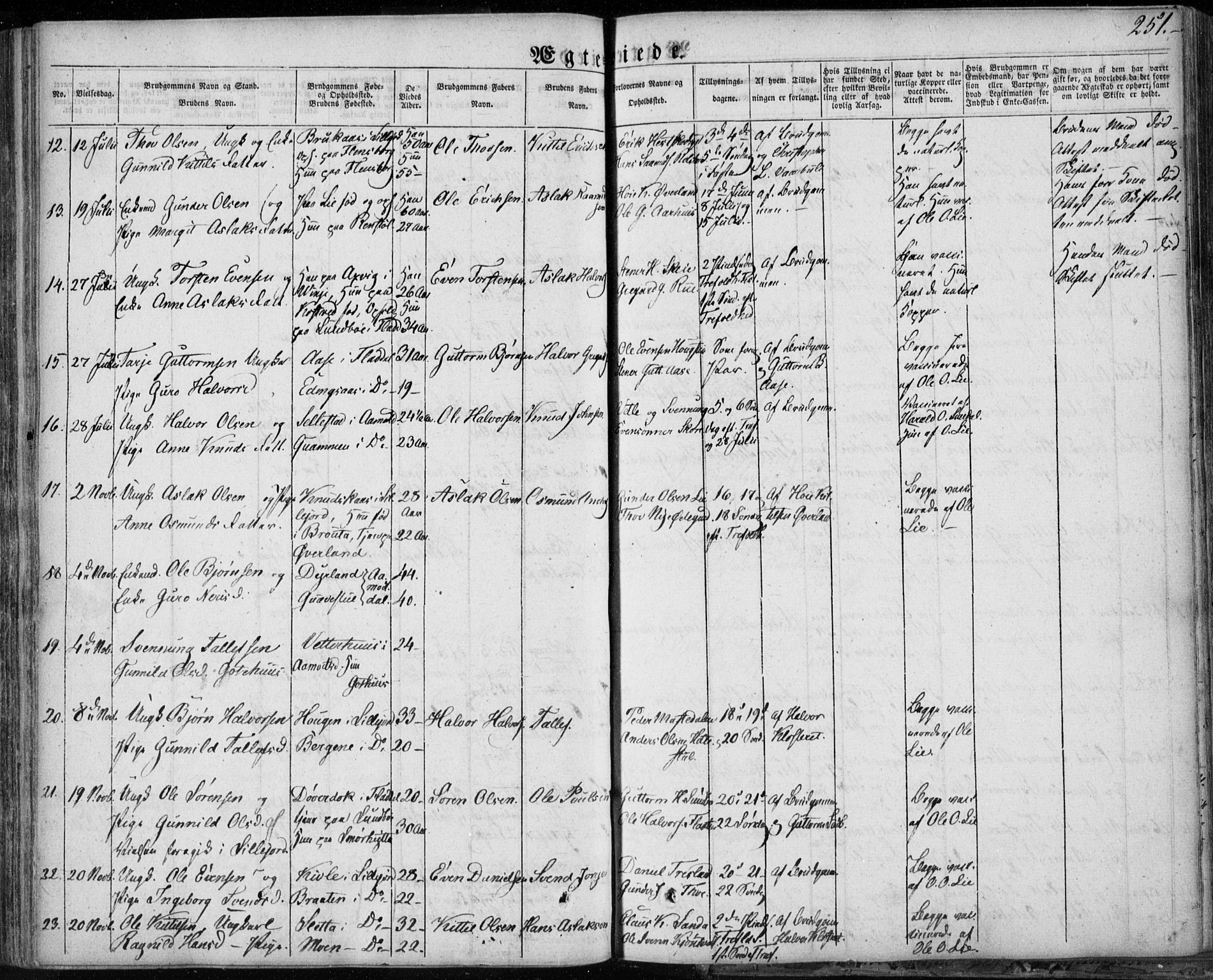 Seljord kirkebøker, SAKO/A-20/F/Fa/L0011: Parish register (official) no. I 11, 1831-1849, p. 251