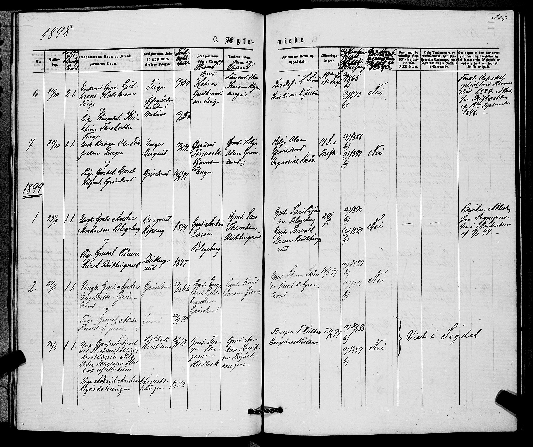 Sigdal kirkebøker, AV/SAKO-A-245/G/Gb/L0002: Parish register (copy) no. II 2, 1875-1900, p. 326