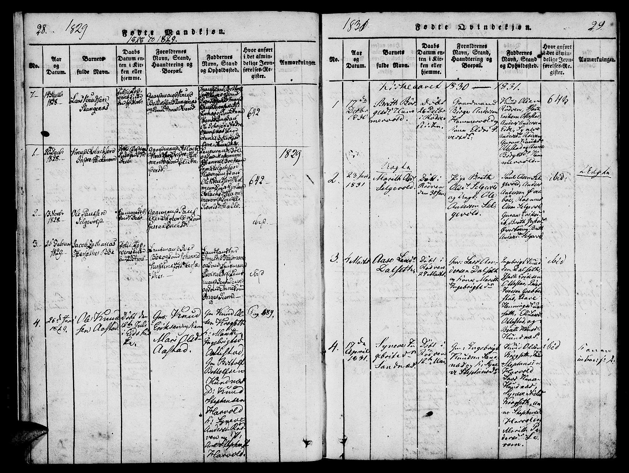 Ministerialprotokoller, klokkerbøker og fødselsregistre - Møre og Romsdal, AV/SAT-A-1454/548/L0612: Parish register (official) no. 548A01, 1818-1846, p. 28-29