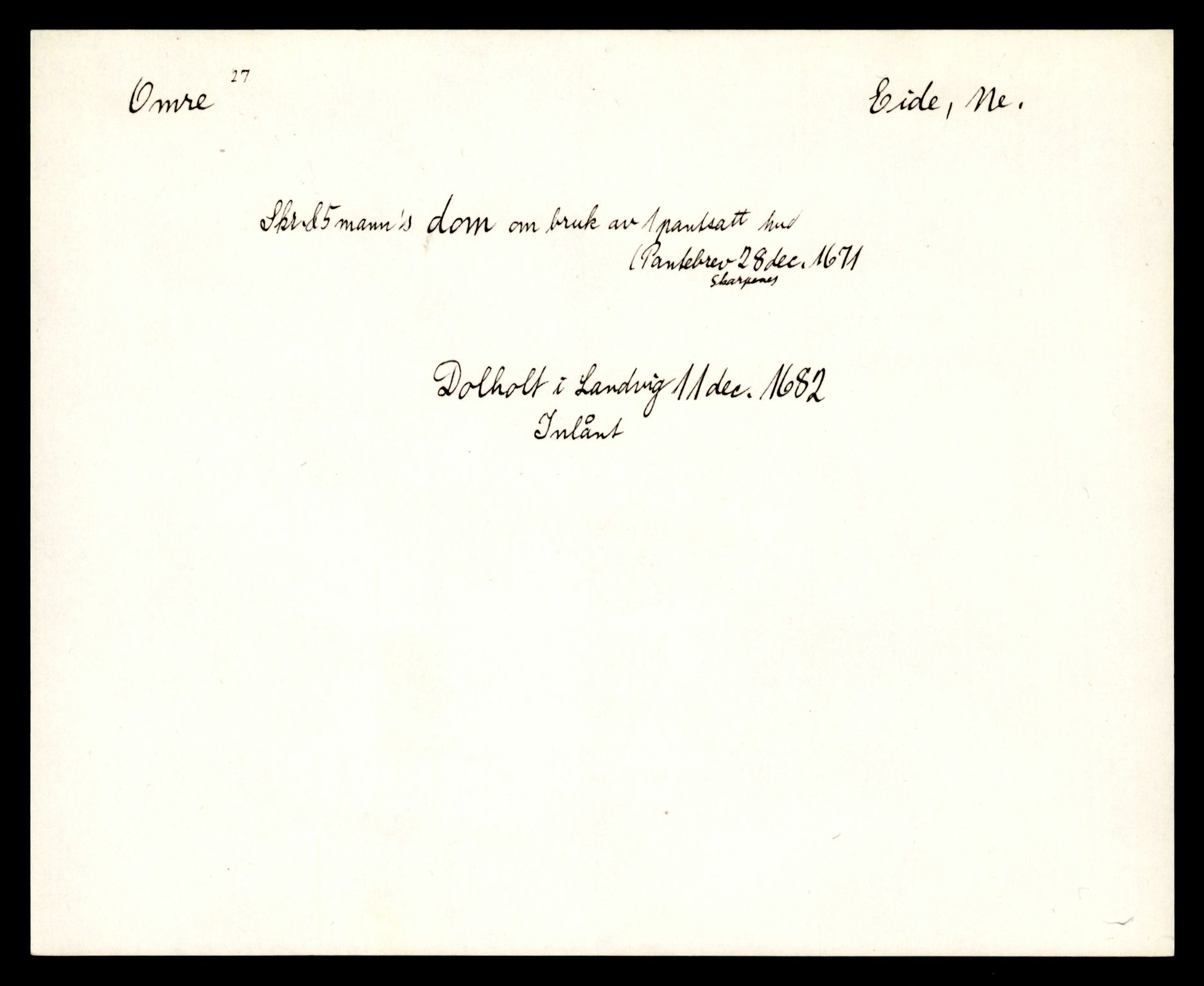 Riksarkivets diplomsamling, AV/RA-EA-5965/F35/F35e/L0023: Registreringssedler Aust-Agder 1, 1400-1700, p. 537