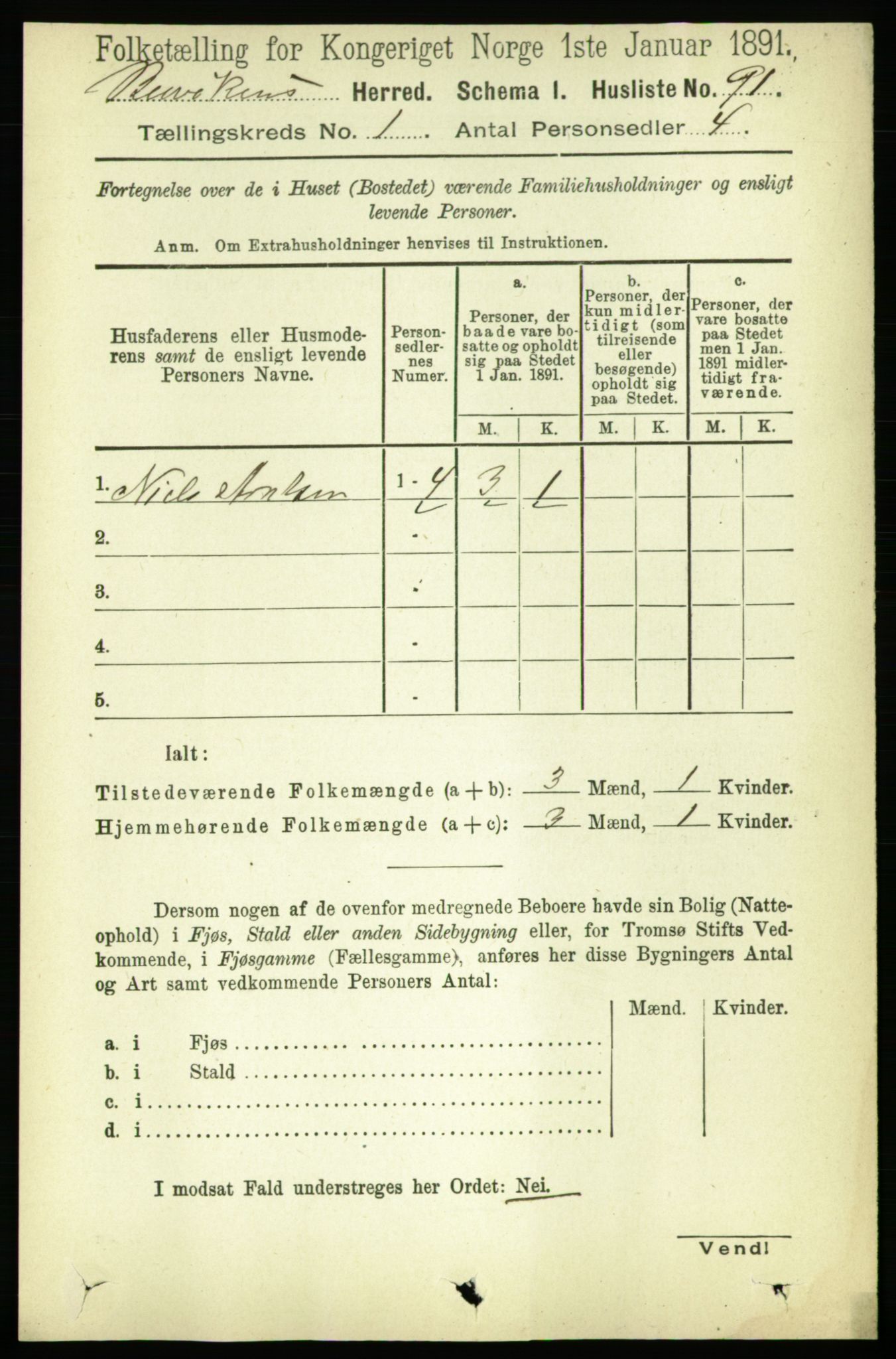 RA, 1891 census for 1656 Buvik, 1891, p. 102