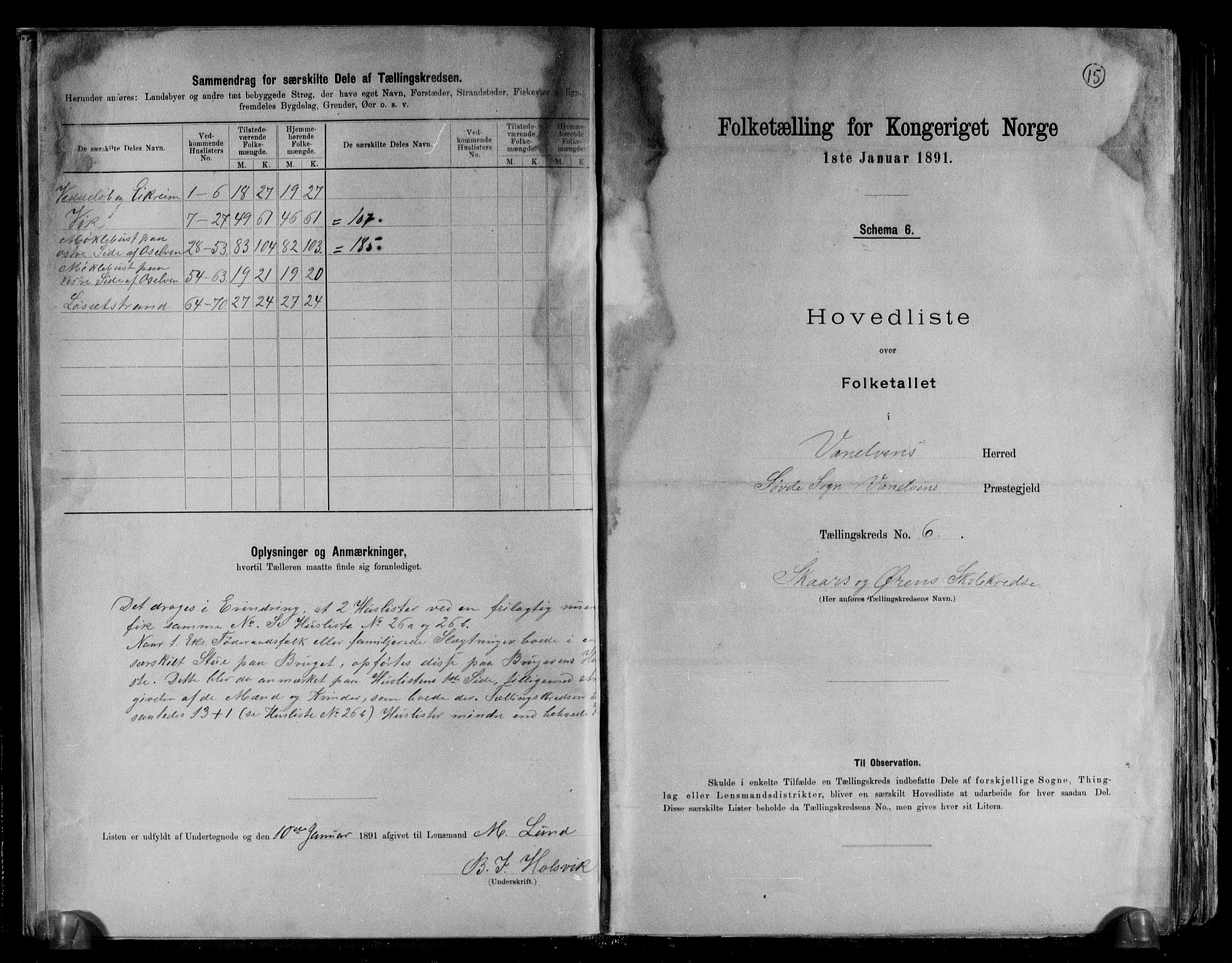 RA, 1891 census for 1511 Vanylven, 1891, p. 15